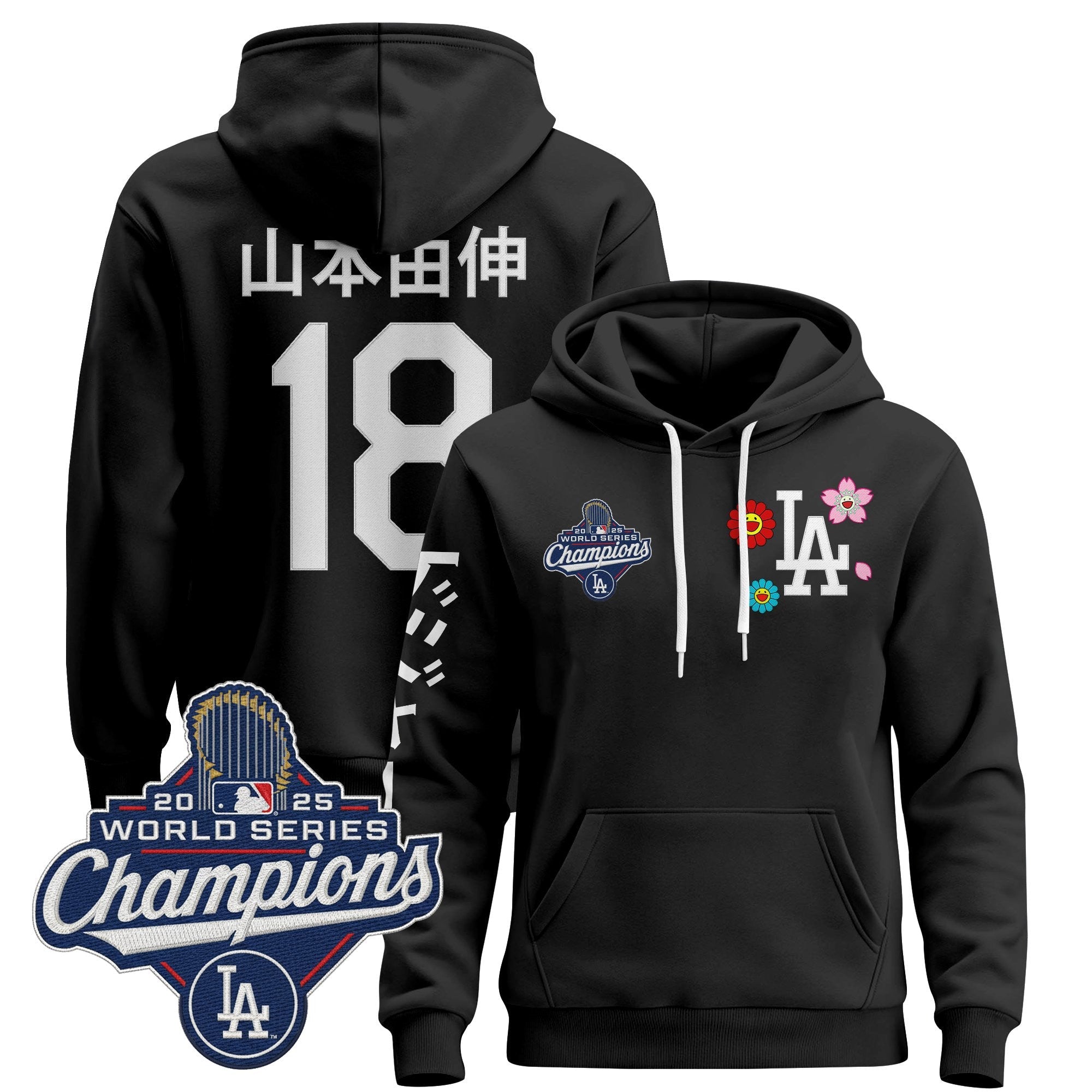 Men's Los Angeles Dodgers x Takashi Murakami Pullover Hoodie - 2025 World Series Champions Patch - Stitched