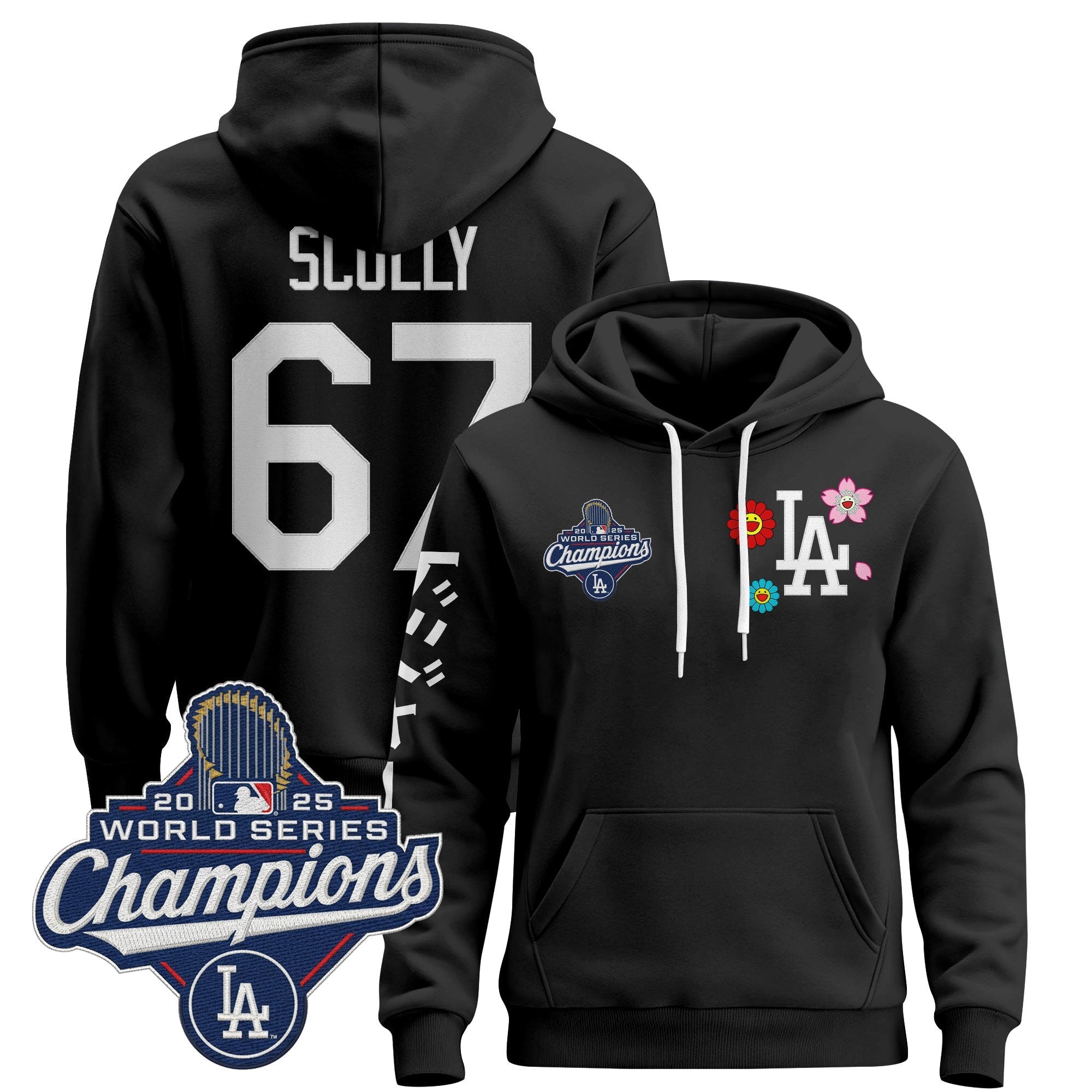 Men's Los Angeles Dodgers x Takashi Murakami Pullover Hoodie - 2025 World Series Champions Patch - Stitched