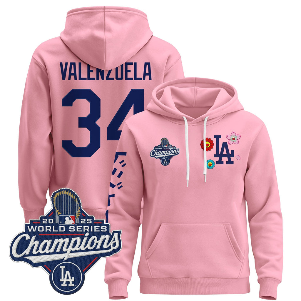 Men's Los Angeles Dodgers x Takashi Murakami Pullover Hoodie - 2025 World Series Champions Patch - Stitched