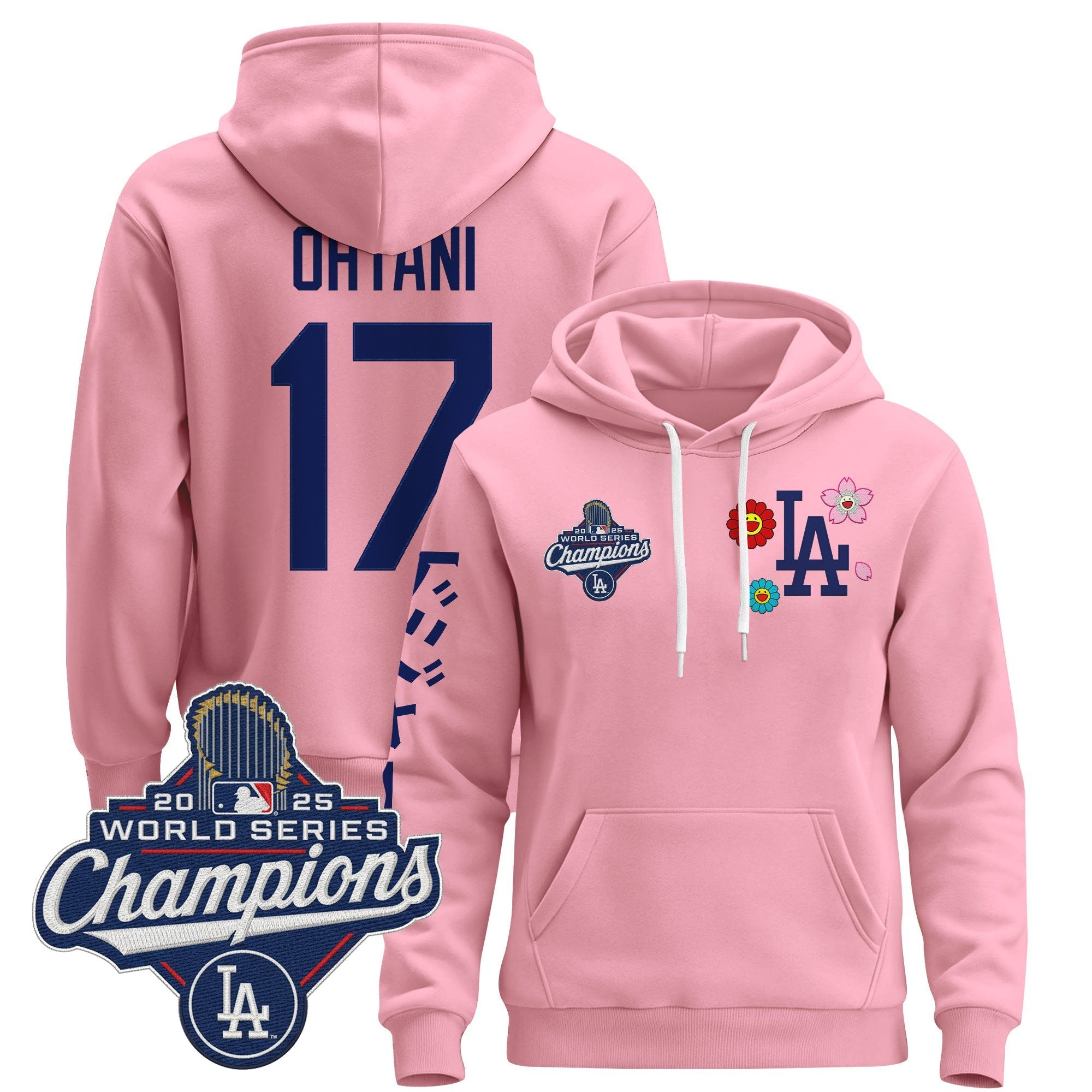 Men's Los Angeles Dodgers x Takashi Murakami Pullover Hoodie - 2025 World Series Champions Patch - Stitched