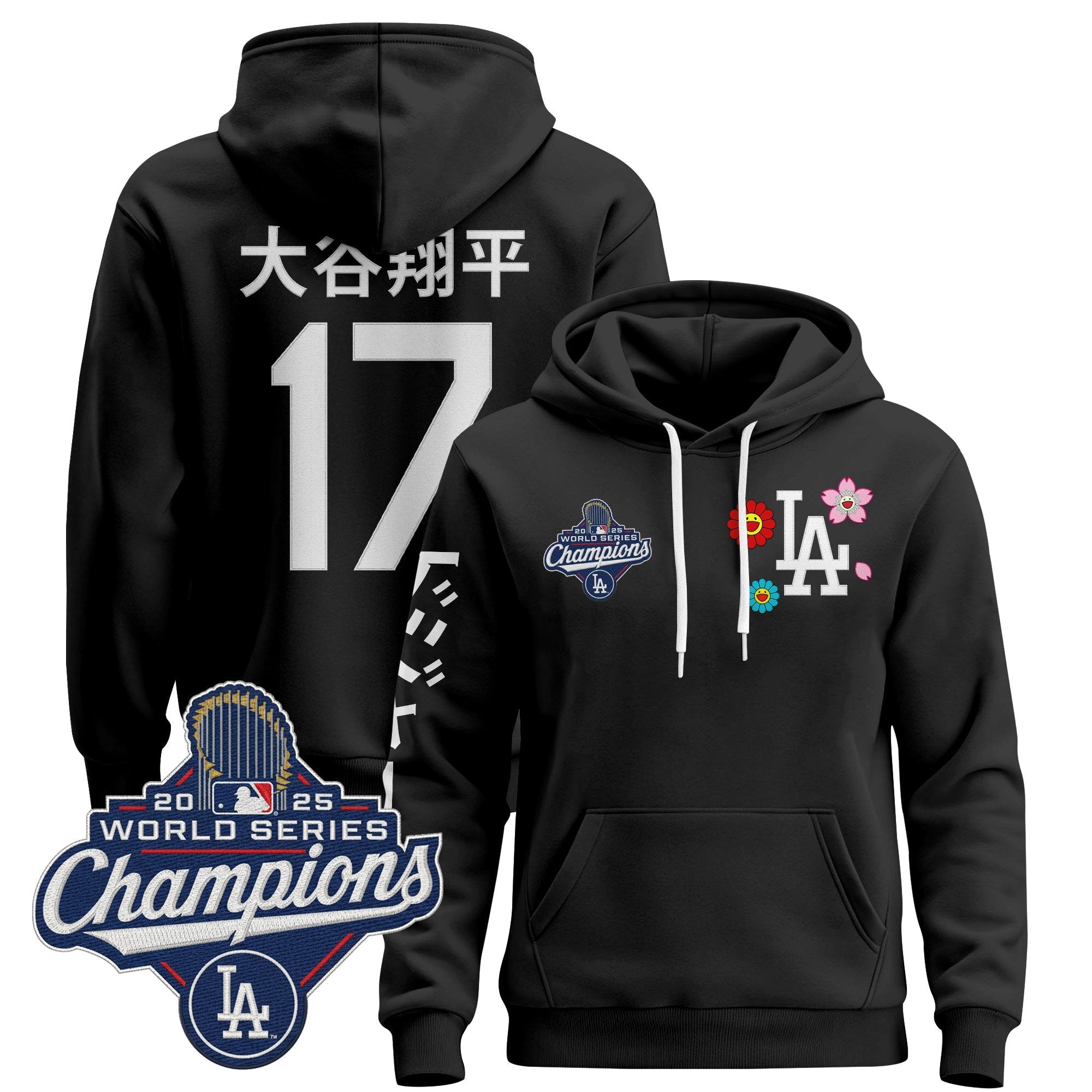 Men's Los Angeles Dodgers x Takashi Murakami Pullover Hoodie - 2025 World Series Champions Patch - Stitched