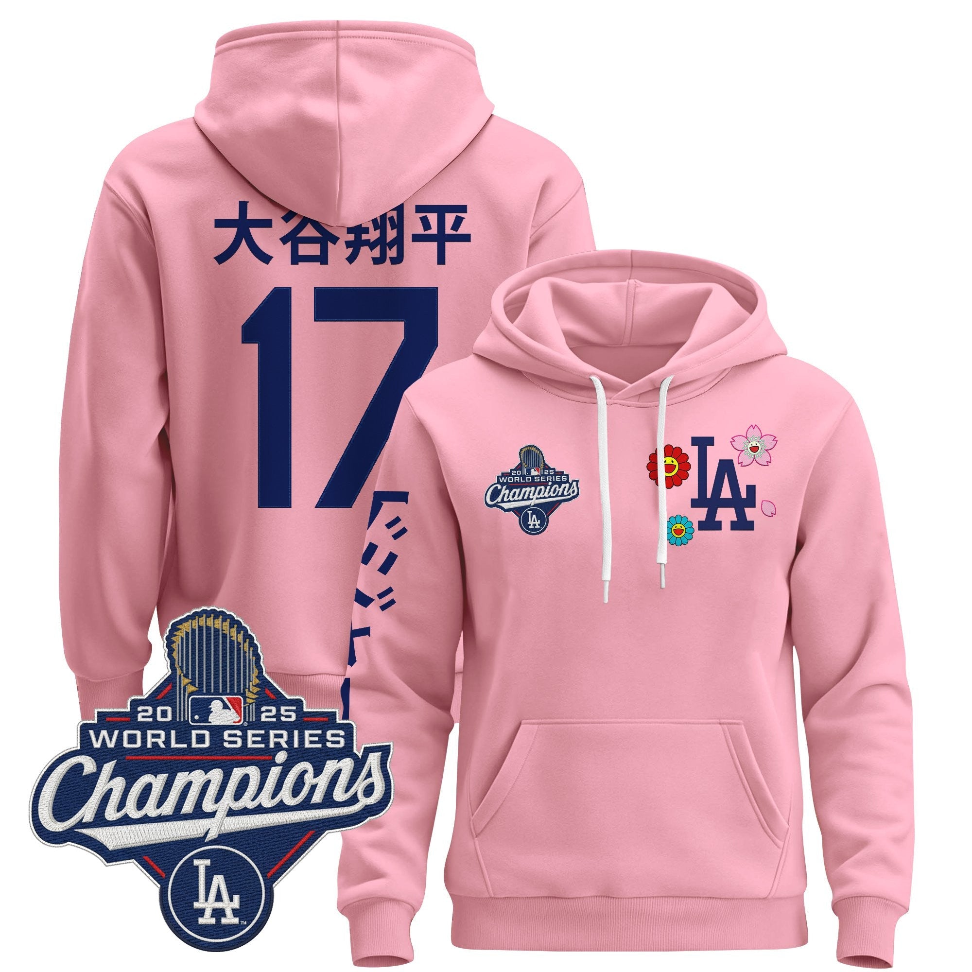 Men's Los Angeles Dodgers x Takashi Murakami Pullover Hoodie - 2025 World Series Champions Patch - Stitched