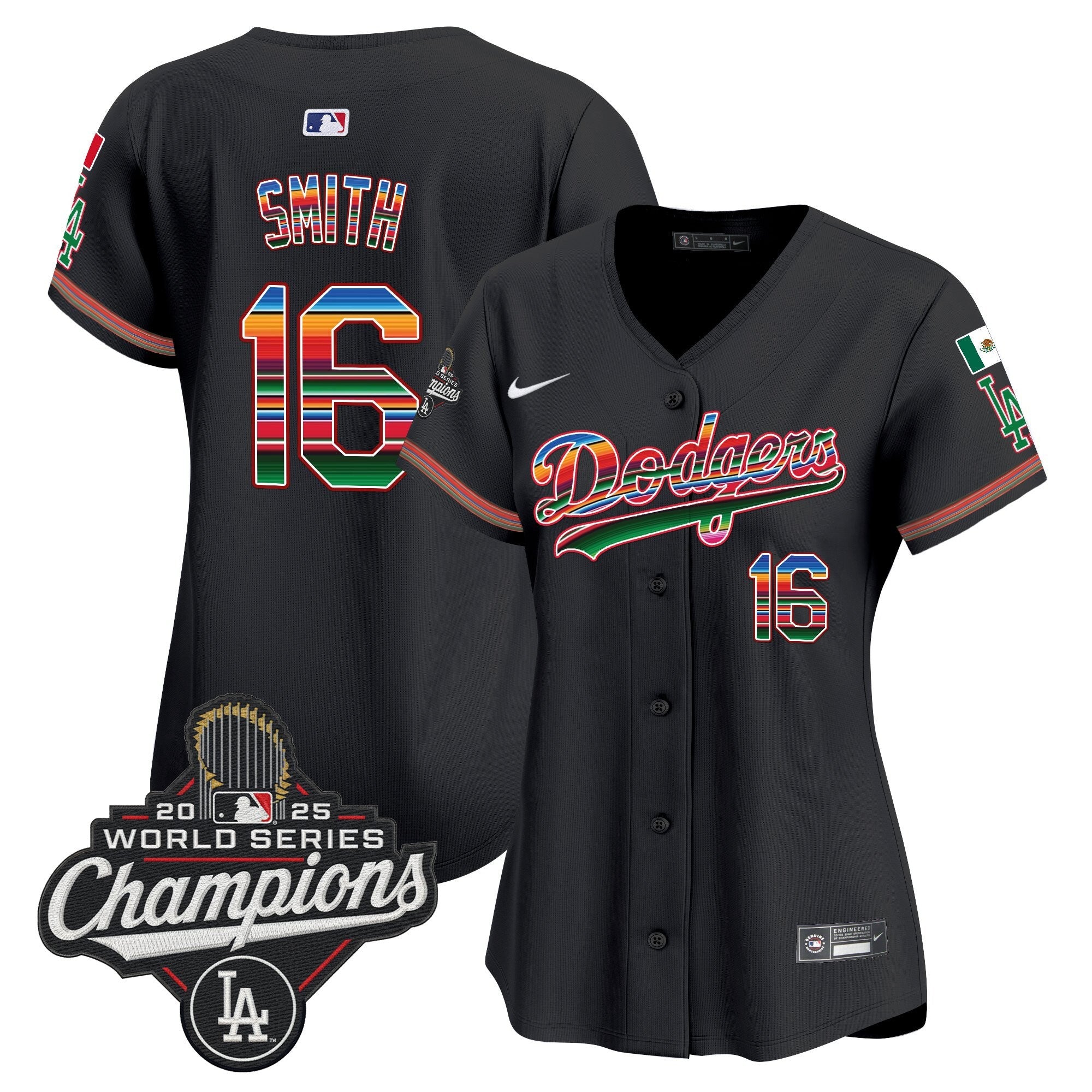 Women's Dodgers Mexico 2025 World Series Champions Vapor Premier Limited Jersey - All Stitched