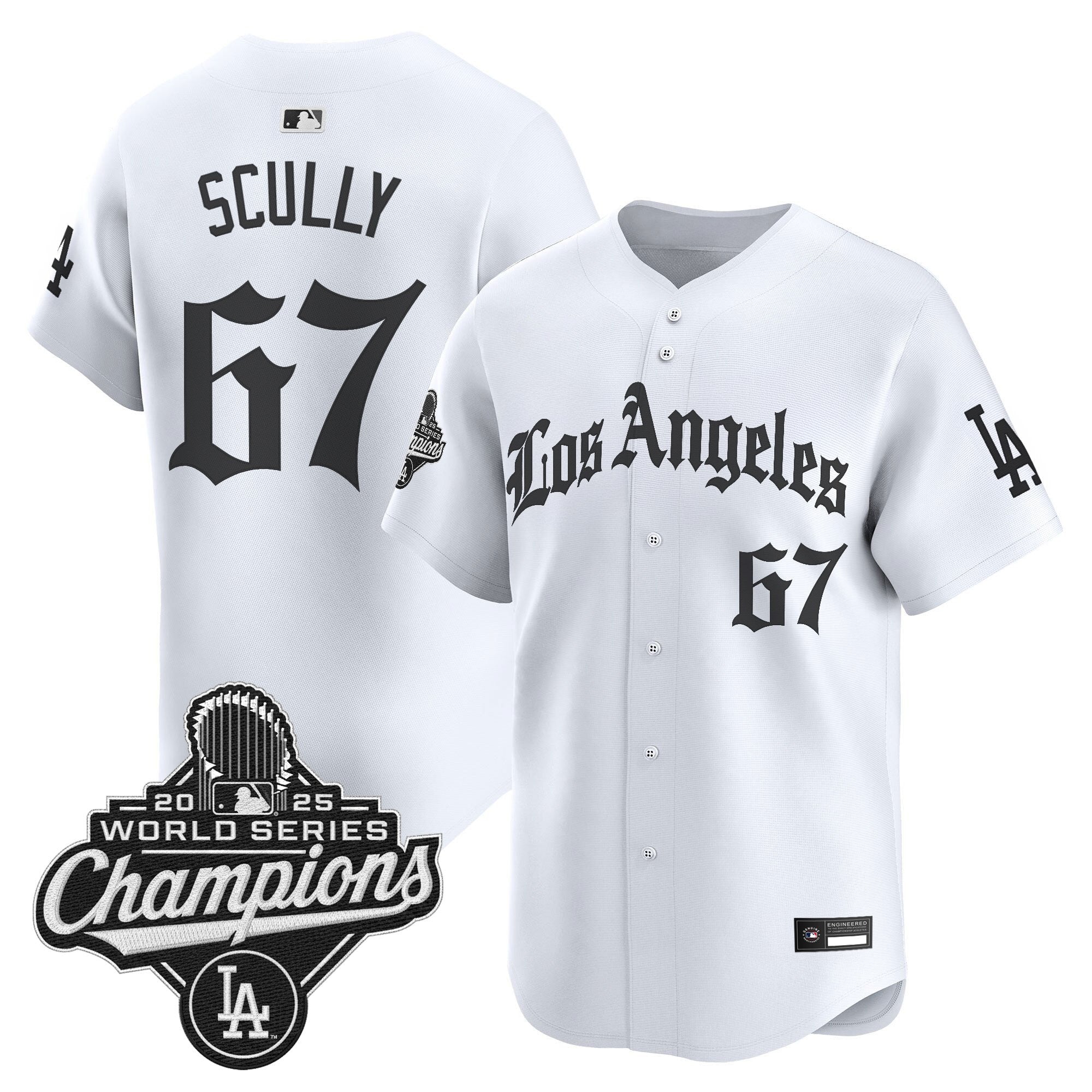 Men's Dodgers 2025 World Series Champions Vapor Premier Limited Jersey V2 - LA Gothic Edition - All Stitched