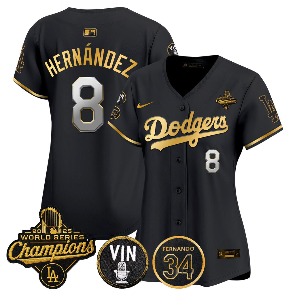 Women's Dodgers 2025 World Series Champions Vapor Premier Limited Jersey - Vin Scully & Fernando Patch - All Stitched