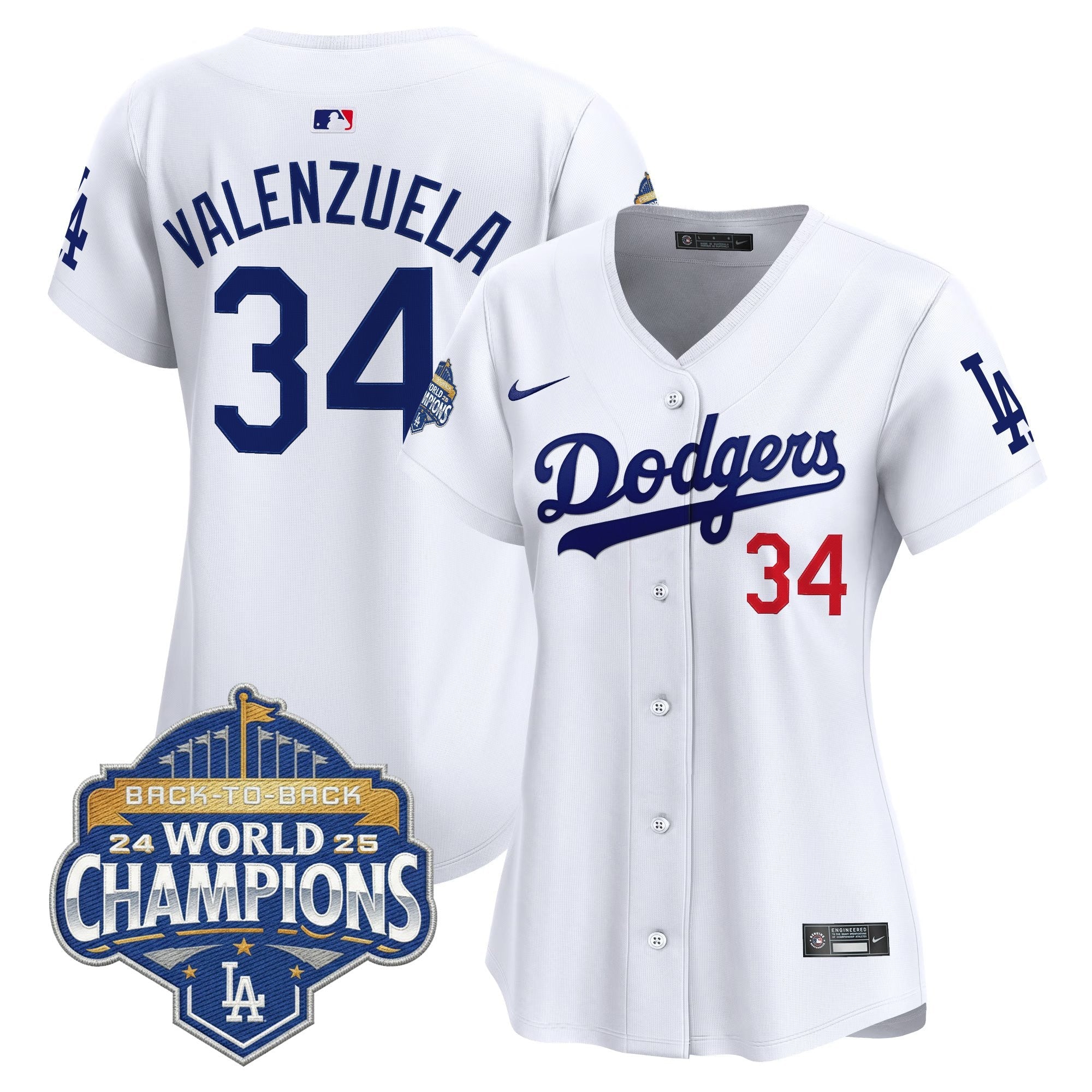 Women's Dodgers 2025 Back-To-Back Champions Vapor Premier Limited Jersey - All Stitched