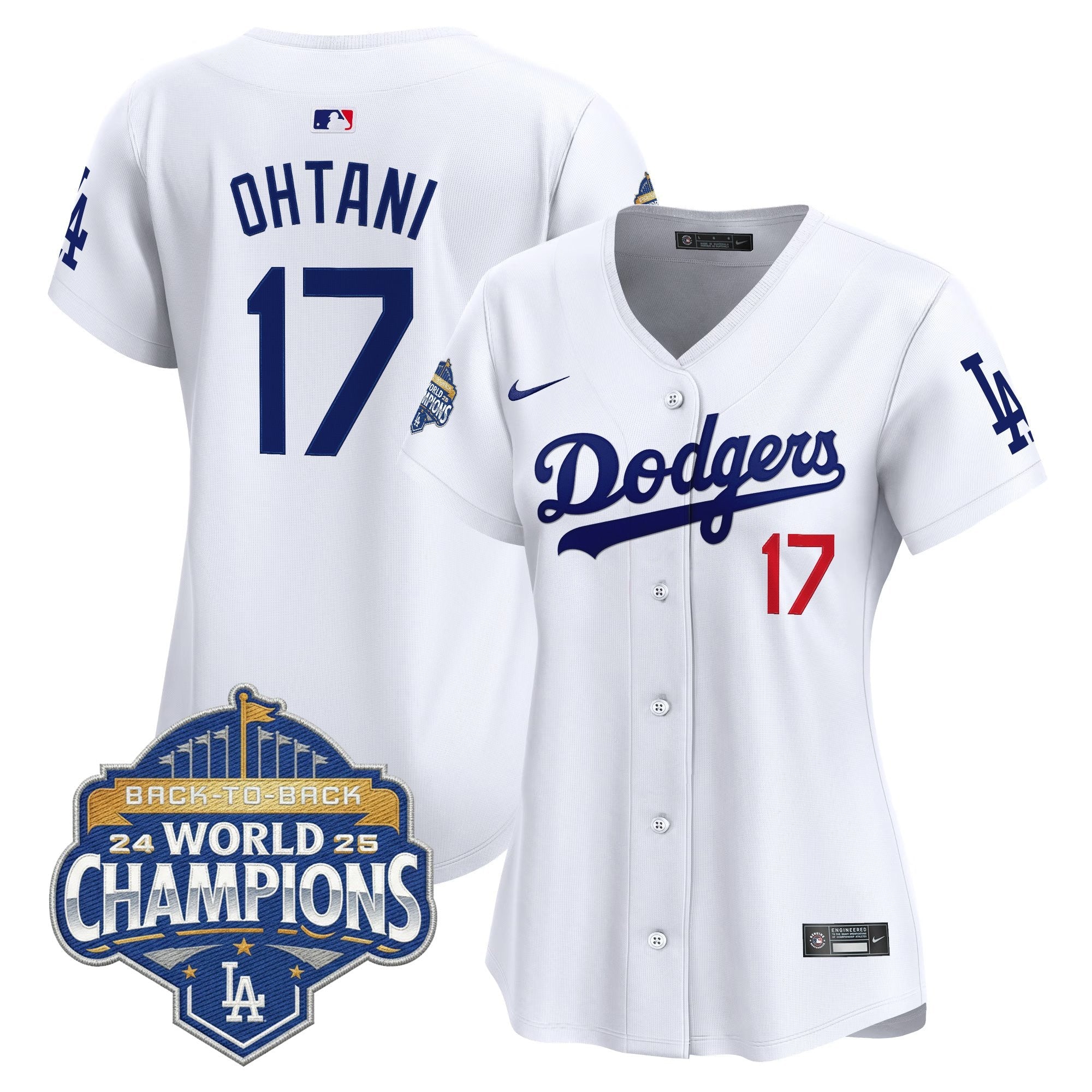 Women's Dodgers 2025 Back-To-Back Champions Vapor Premier Limited Jersey - All Stitched