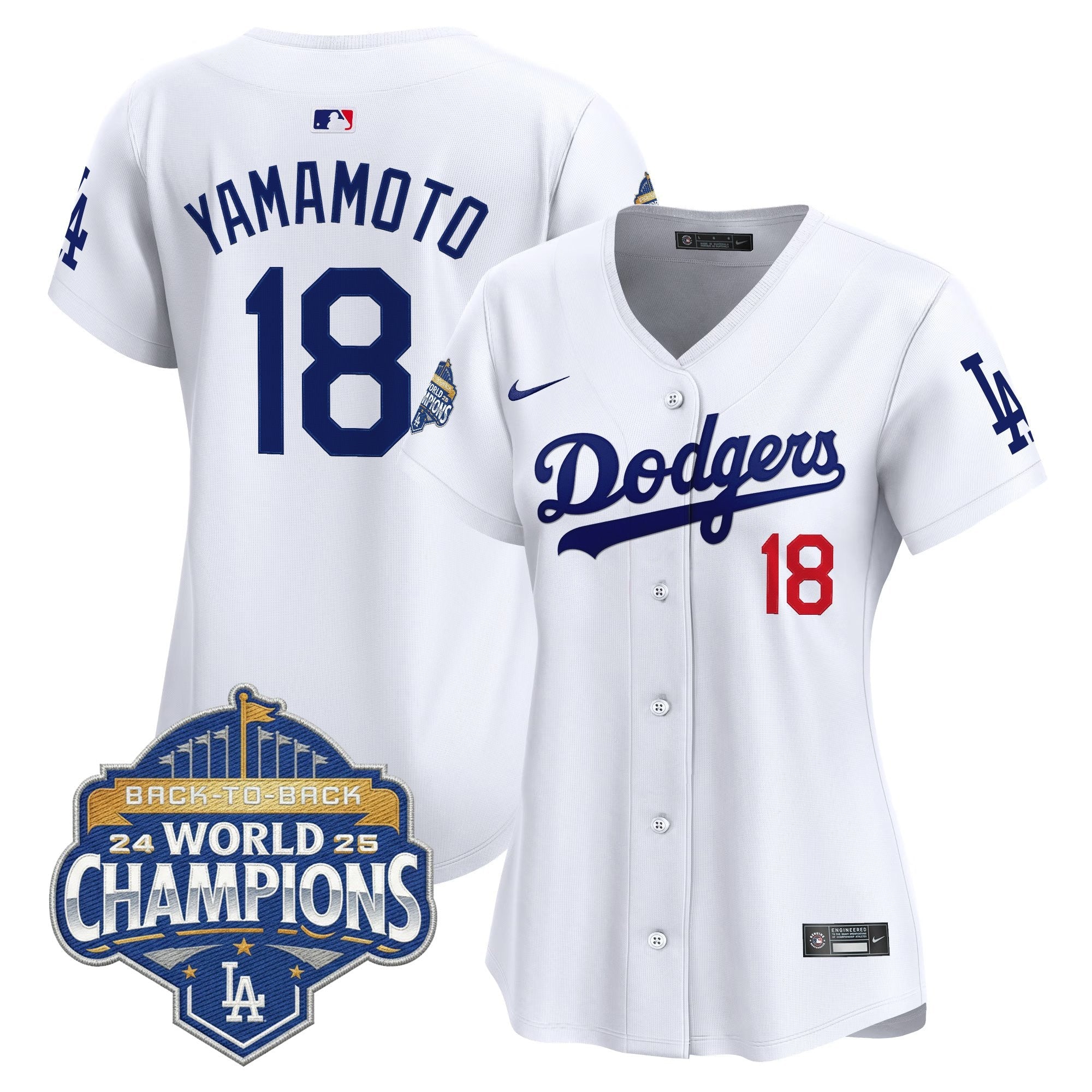 Women's Dodgers 2025 Back-To-Back Champions Vapor Premier Limited Jersey - All Stitched