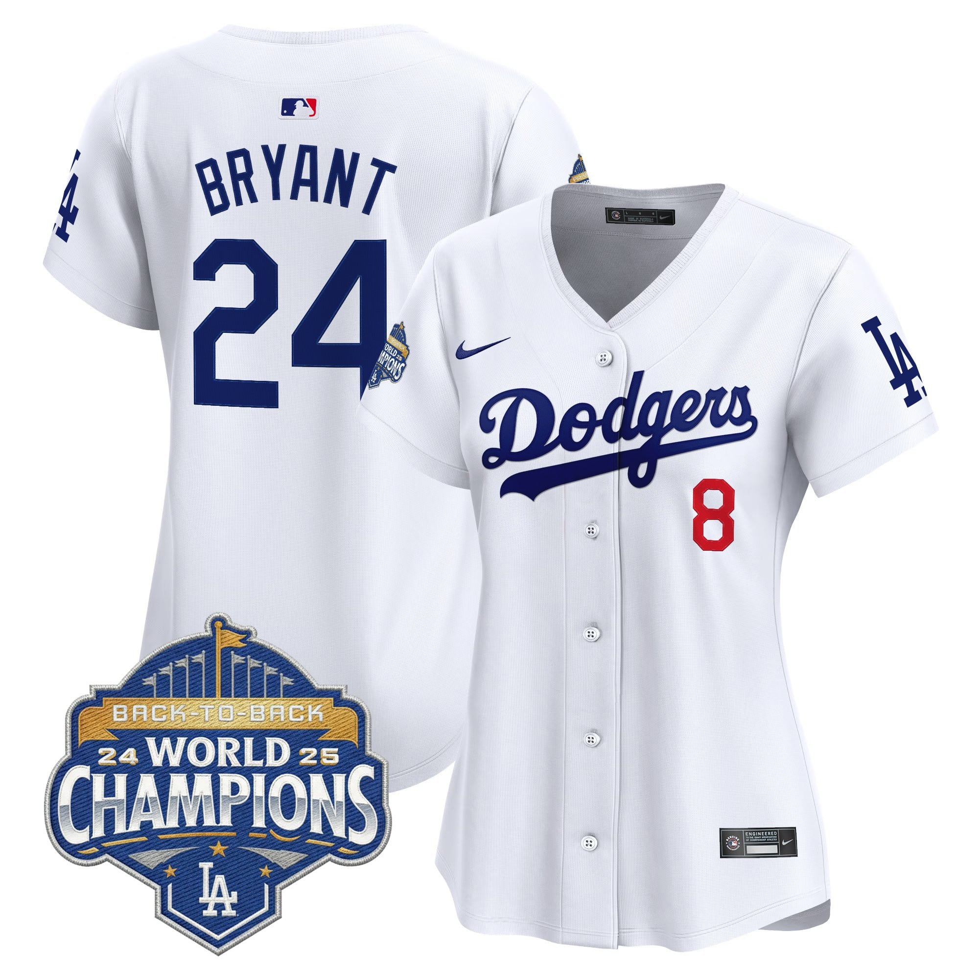 Women's Dodgers 2025 Back-To-Back Champions Vapor Premier Limited Jersey - All Stitched