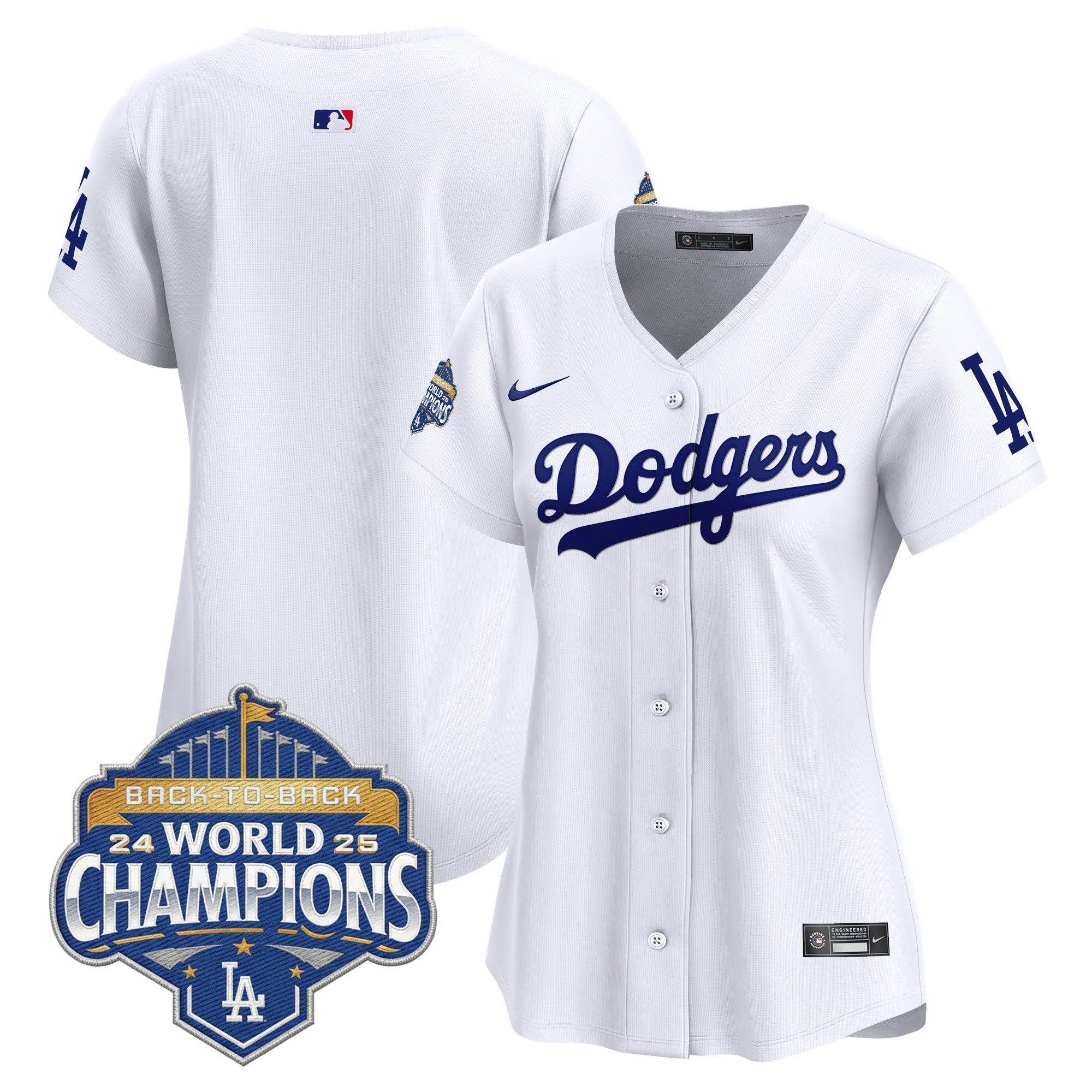 Women's Dodgers 2025 Back-To-Back Champions Vapor Premier Limited Jersey - All Stitched
