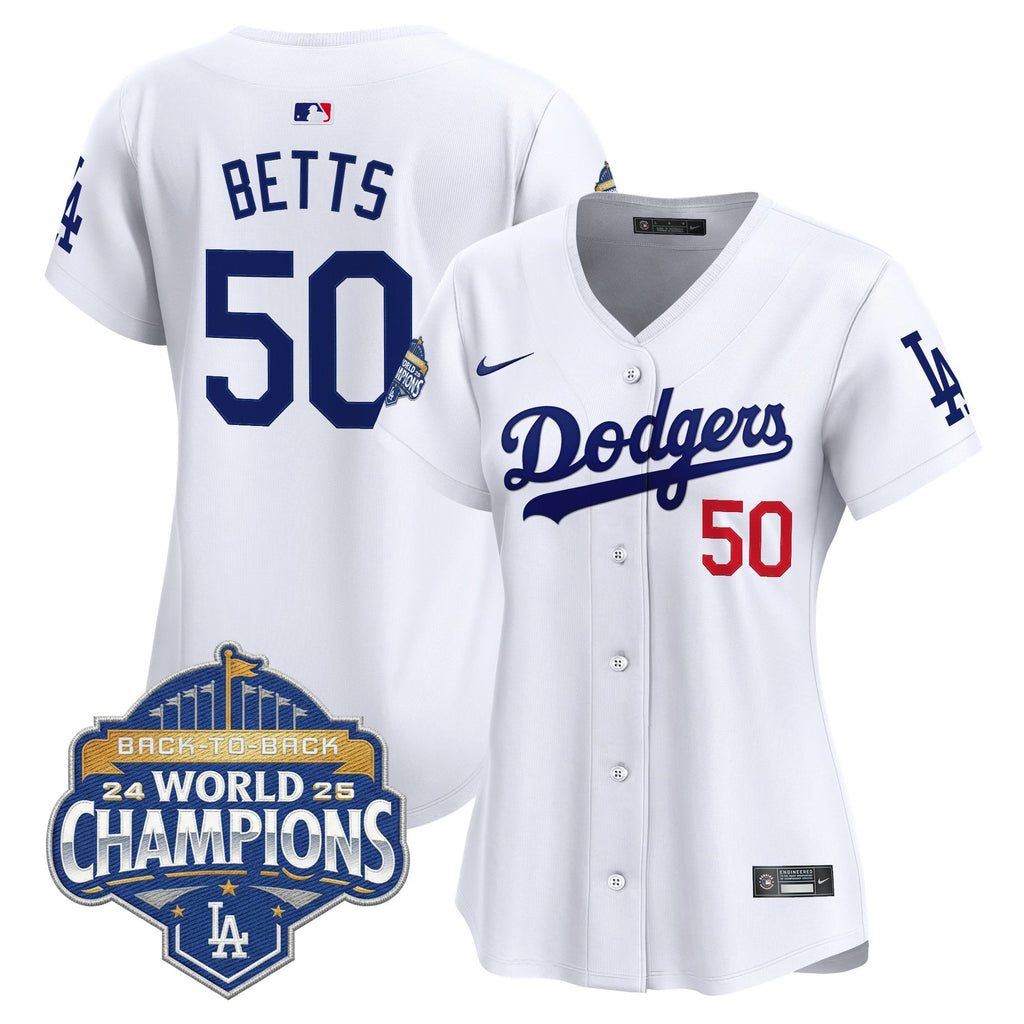 Women's Dodgers 2025 Back-To-Back Champions Vapor Premier Limited Jersey - All Stitched