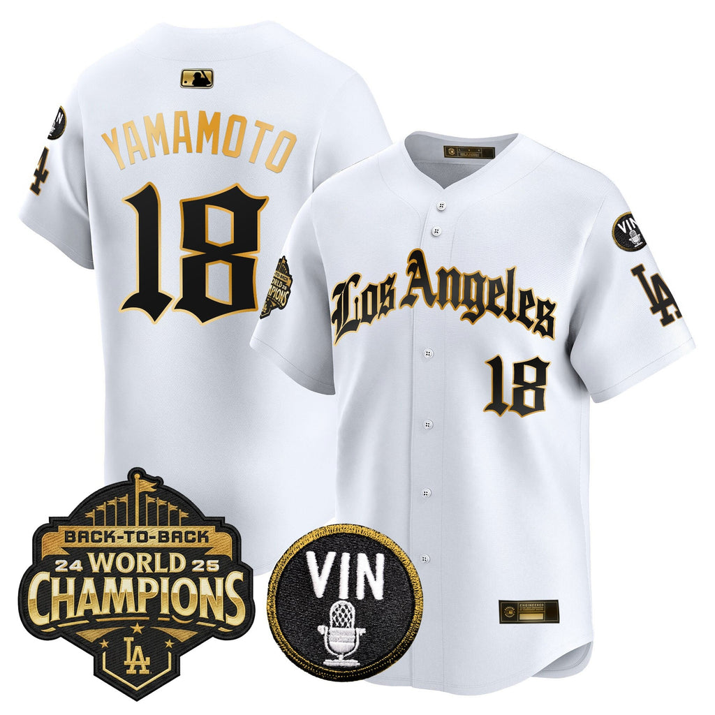 Men's Dodgers 2025 Back-To-Back Champions Vapor Premier Limited Jersey - LA Gothic Edition - All Stitched