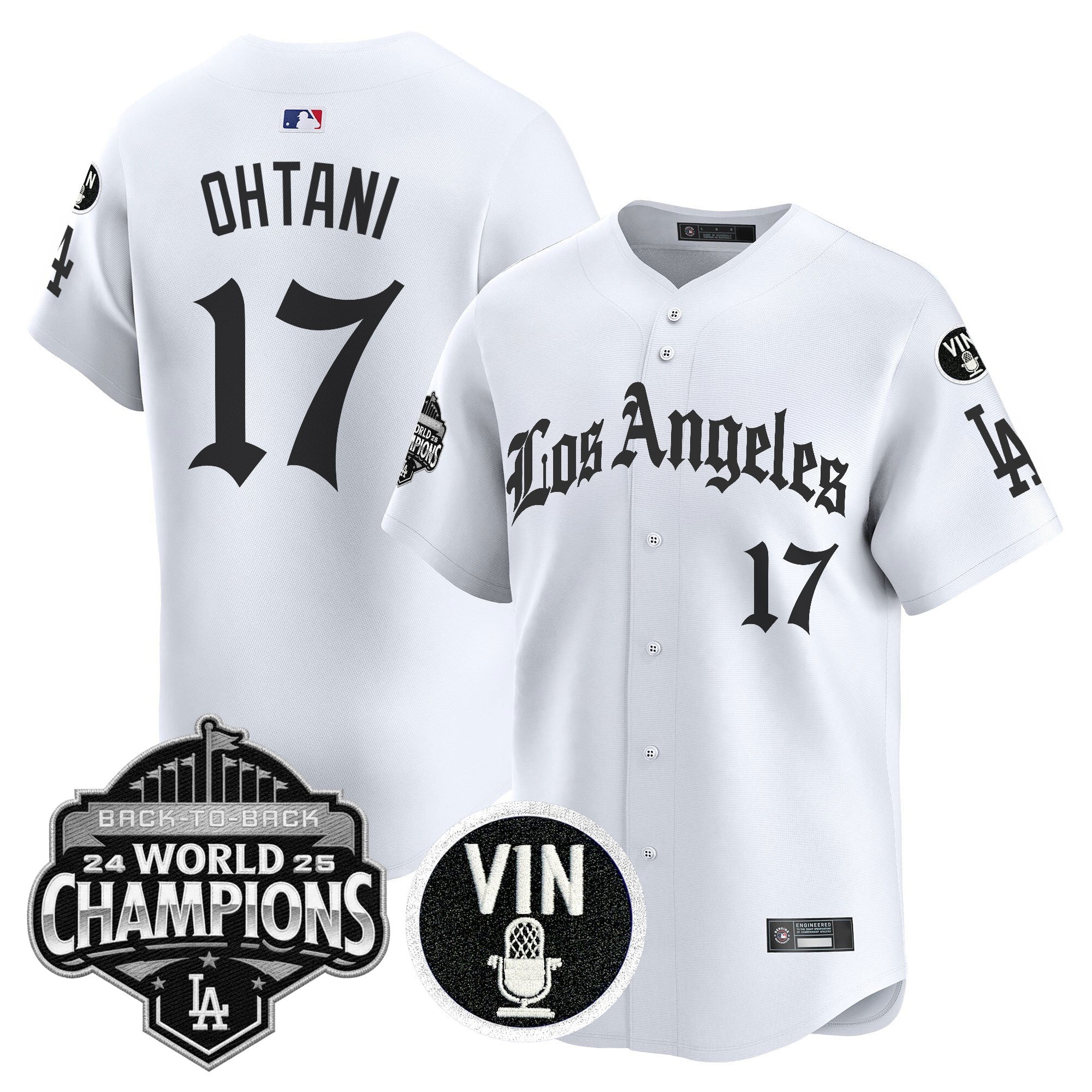 Men's Dodgers 2025 Back-To-Back Champions Vapor Premier Limited Jersey - LA Gothic Edition - All Stitched