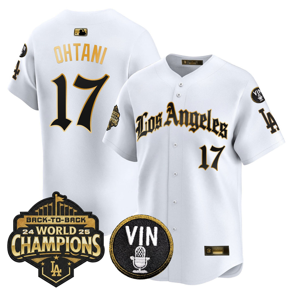 Men's Dodgers 2025 Back-To-Back Champions Vapor Premier Limited Jersey - LA Gothic Edition - All Stitched
