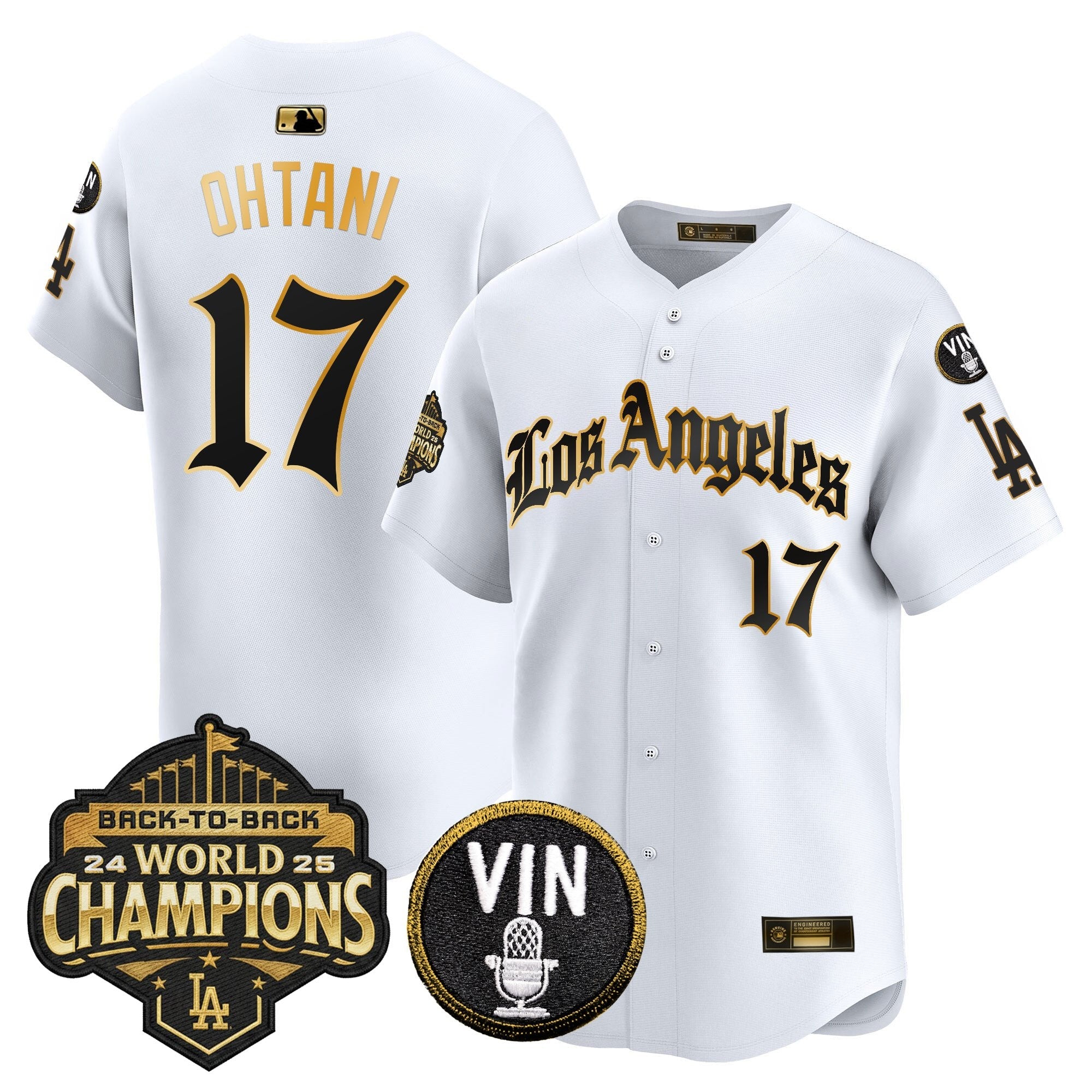 Men's Dodgers 2025 Back-To-Back Champions Vapor Premier Limited Jersey - LA Gothic Edition - All Stitched