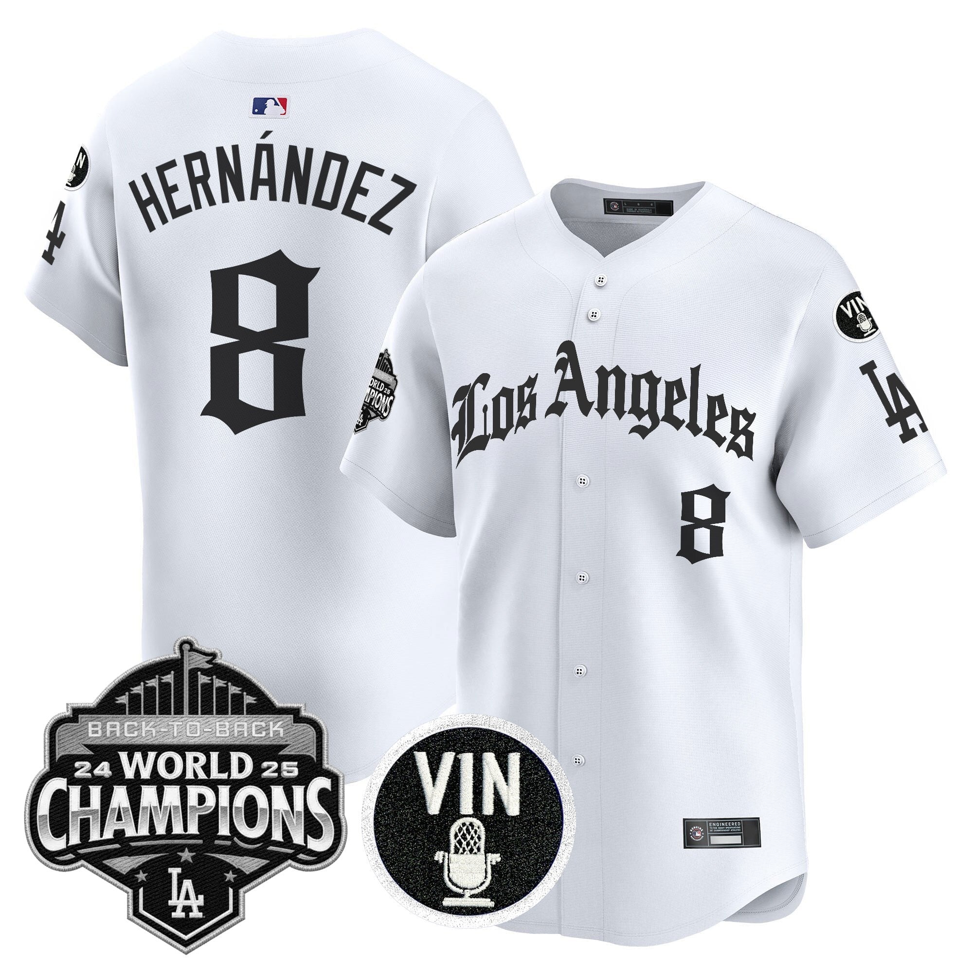 Men's Dodgers 2025 Back-To-Back Champions Vapor Premier Limited Jersey - LA Gothic Edition - All Stitched