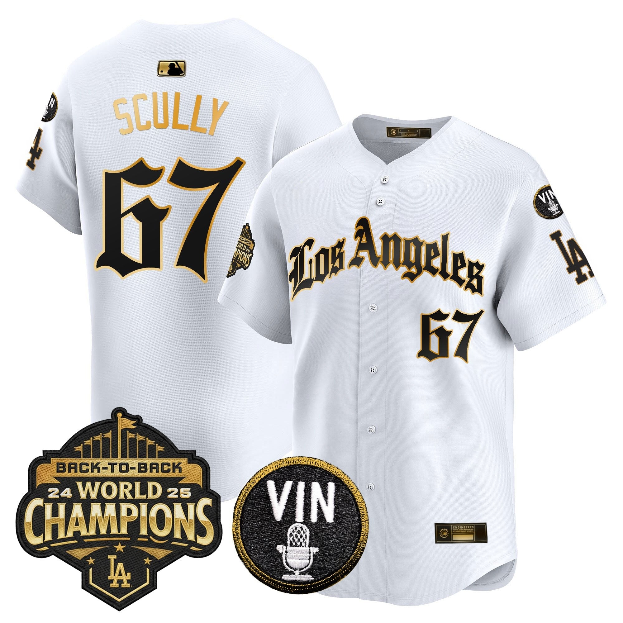 Men's Dodgers 2025 Back-To-Back Champions Vapor Premier Limited Jersey - LA Gothic Edition - All Stitched