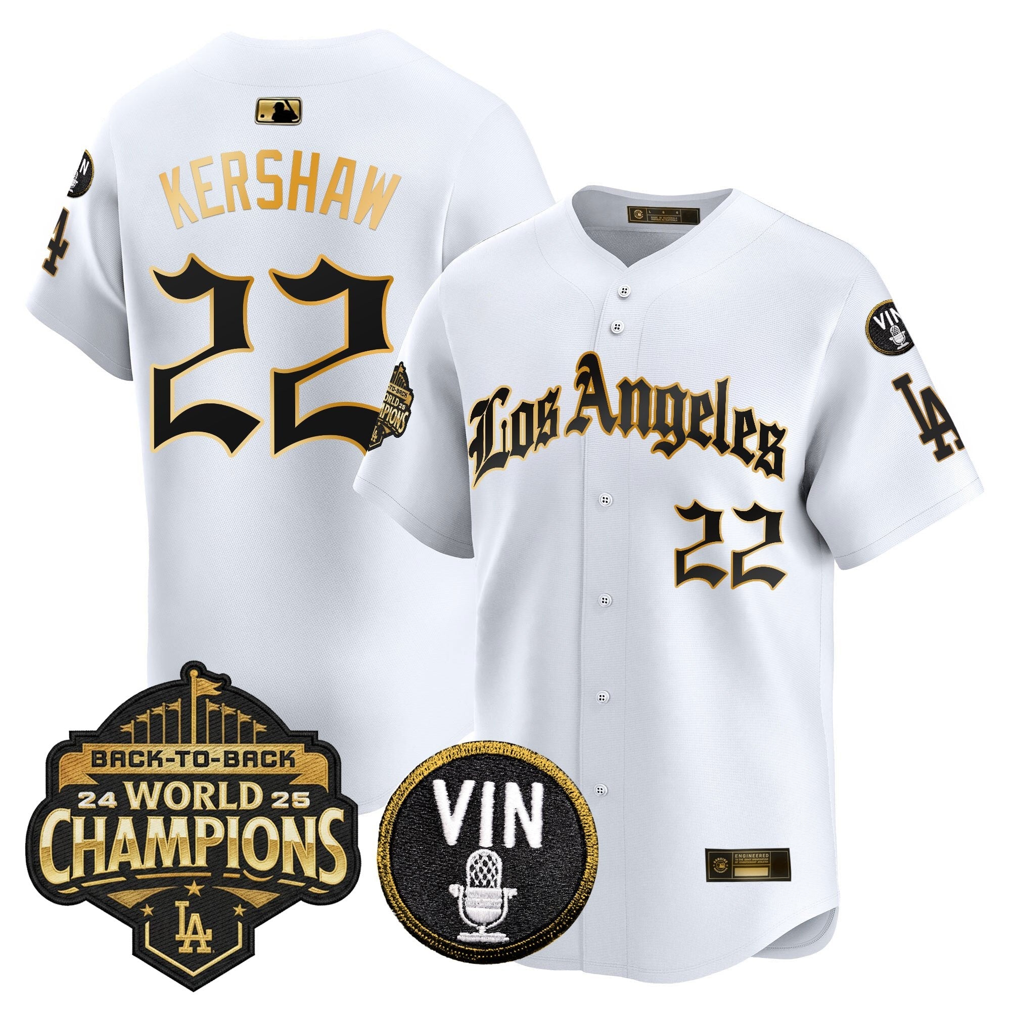 Men's Dodgers 2025 Back-To-Back Champions Vapor Premier Limited Jersey - LA Gothic Edition - All Stitched