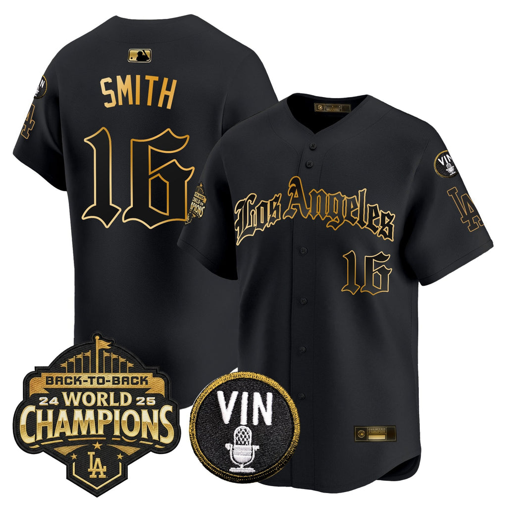 Men's Dodgers 2025 Back-To-Back Champions Vapor Premier Limited Jersey - LA Gothic Edition - All Stitched