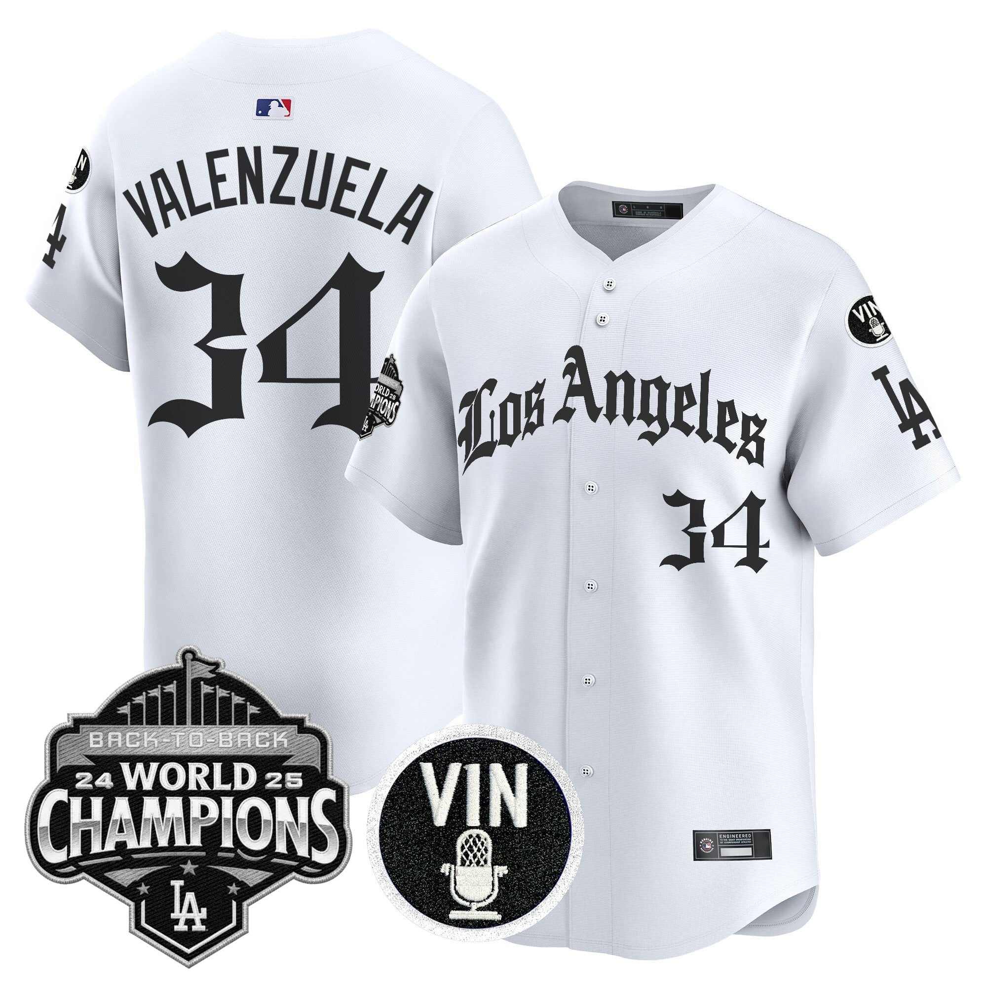 Men's Dodgers 2025 Back-To-Back Champions Vapor Premier Limited Jersey - LA Gothic Edition - All Stitched