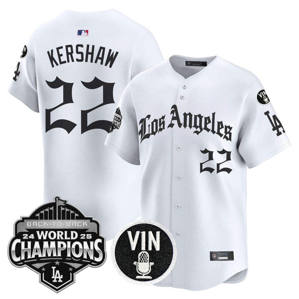 Men's Dodgers 2025 Back-To-Back Champions Vapor Premier Limited Jersey - LA Gothic Edition - All Stitched