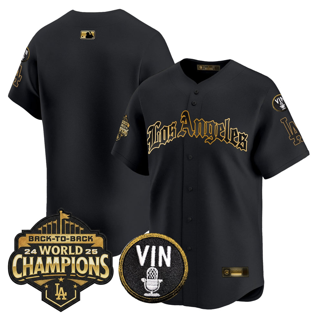Men's Dodgers 2025 Back-To-Back Champions Vapor Premier Limited Jersey - LA Gothic Edition - All Stitched