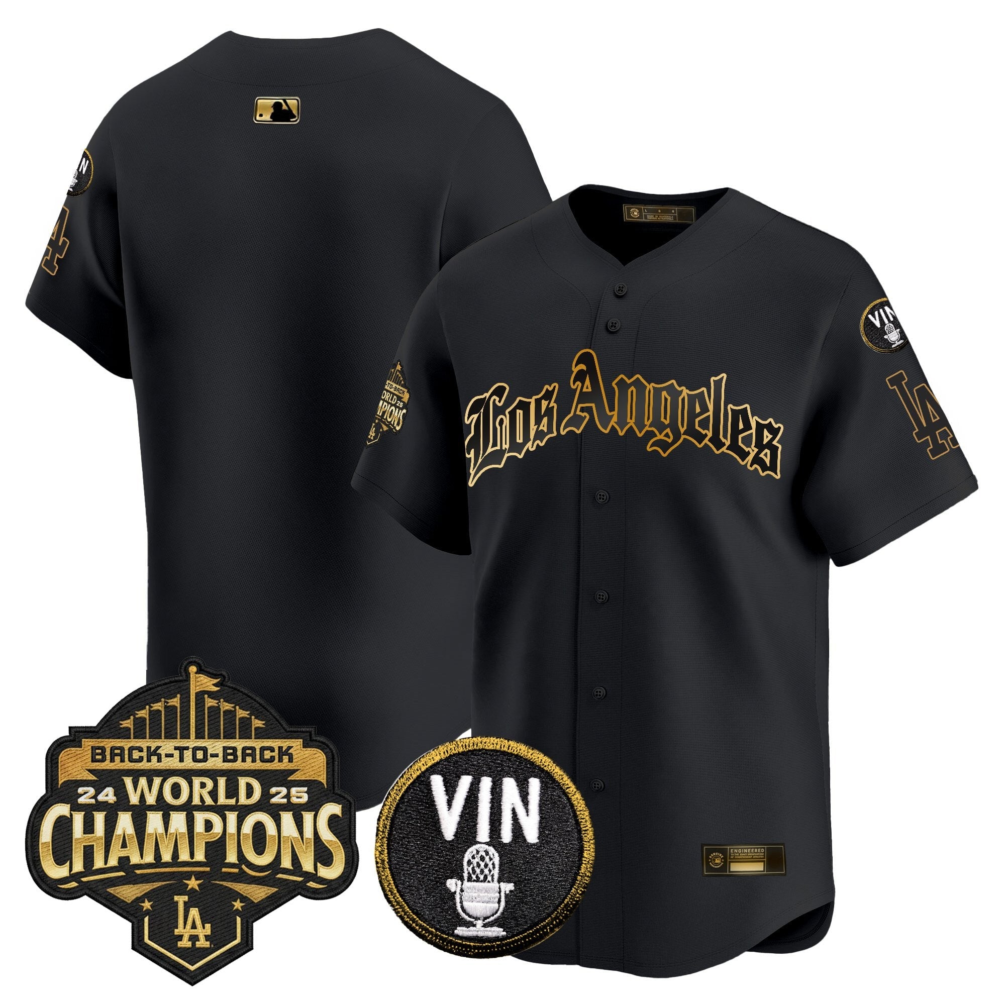 Men's Dodgers 2025 Back-To-Back Champions Vapor Premier Limited Jersey - LA Gothic Edition - All Stitched