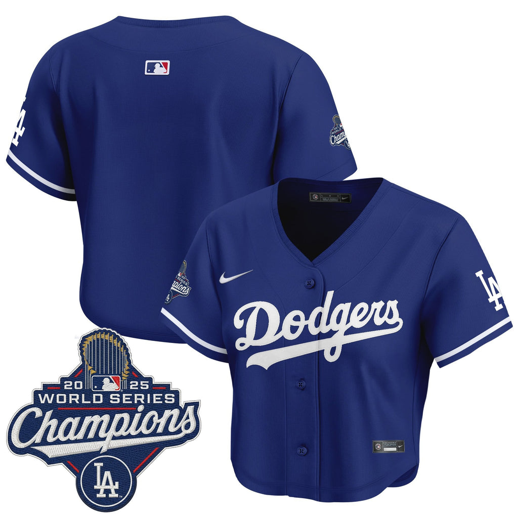 Women's Dodgers 2025 World Series Champions Crop Top Baseball Jersey - All Stitched