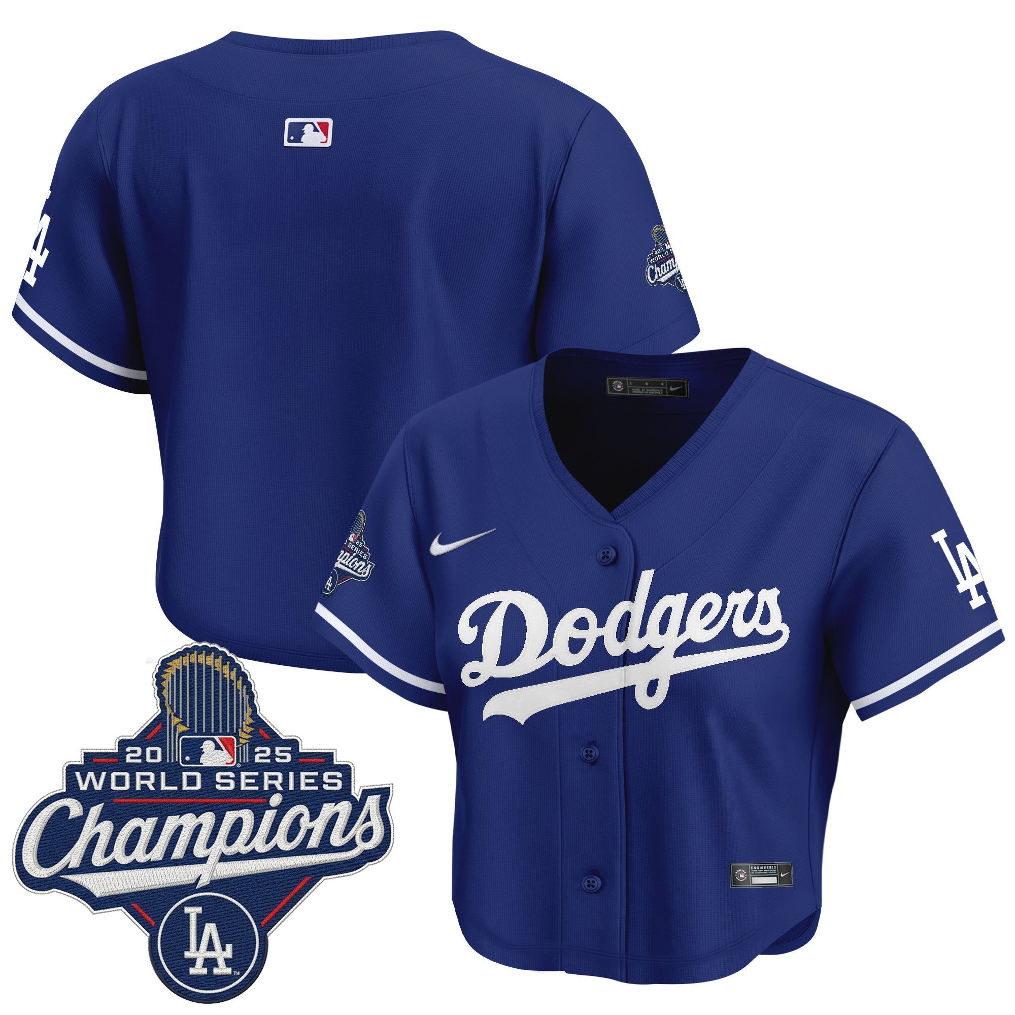 Women's Dodgers 2025 World Series Champions Crop Top Baseball Jersey - All Stitched