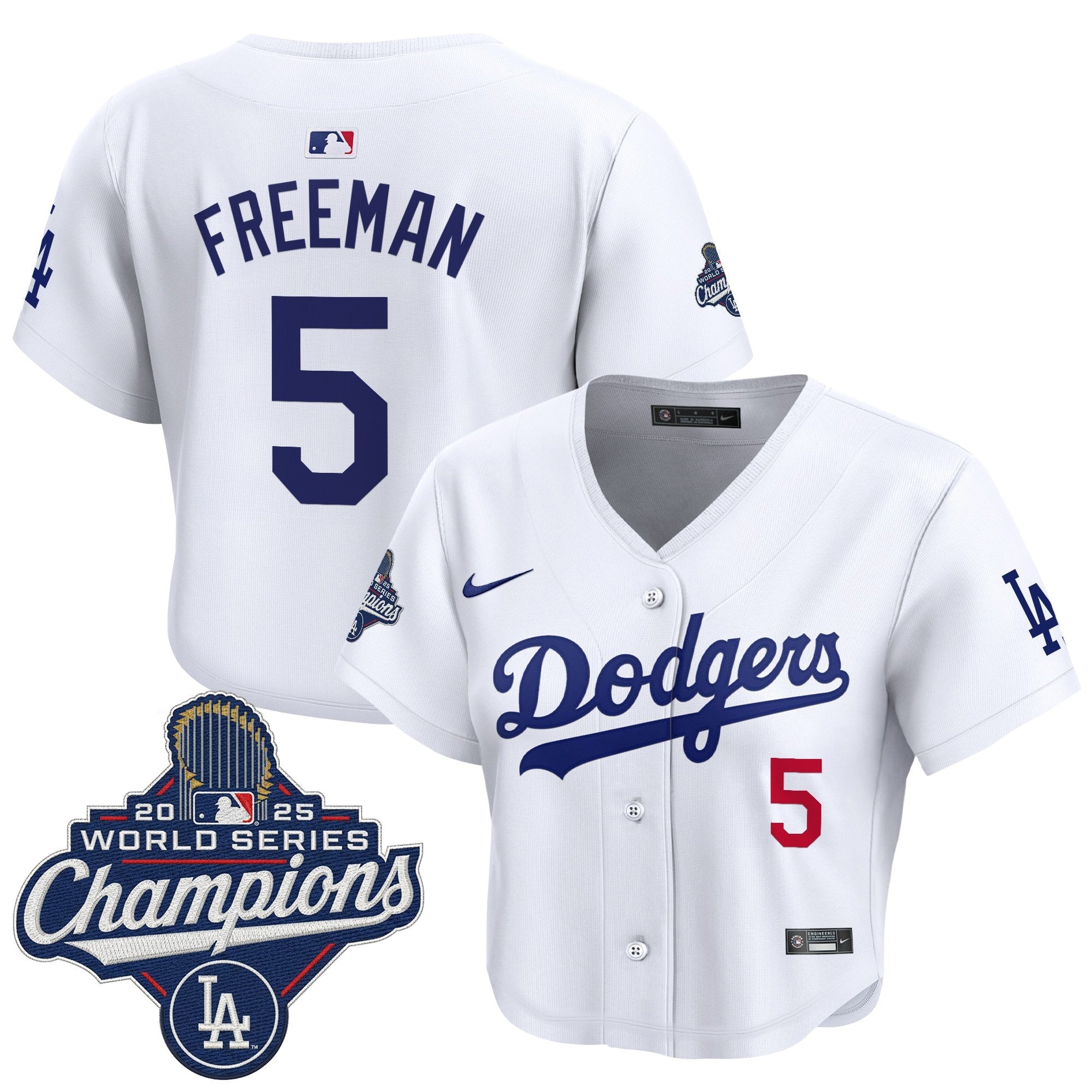 Women's Dodgers 2025 World Series Champions Crop Top Baseball Jersey - All Stitched