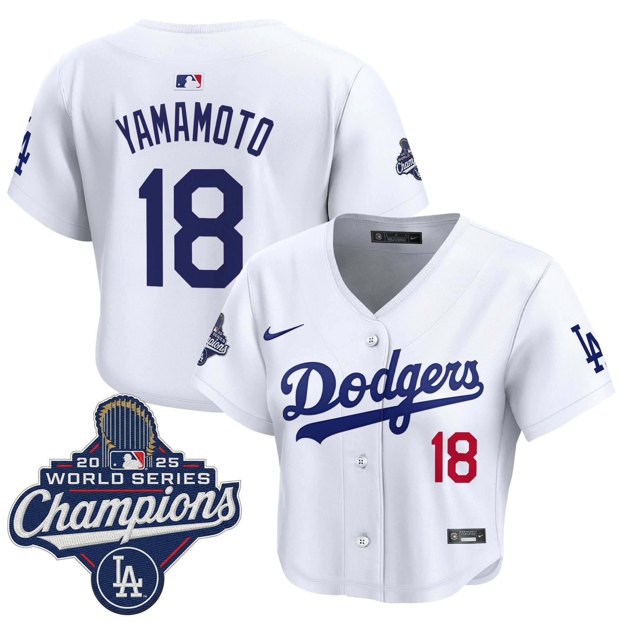 Women's Dodgers 2025 World Series Champions Crop Top Baseball Jersey - All Stitched