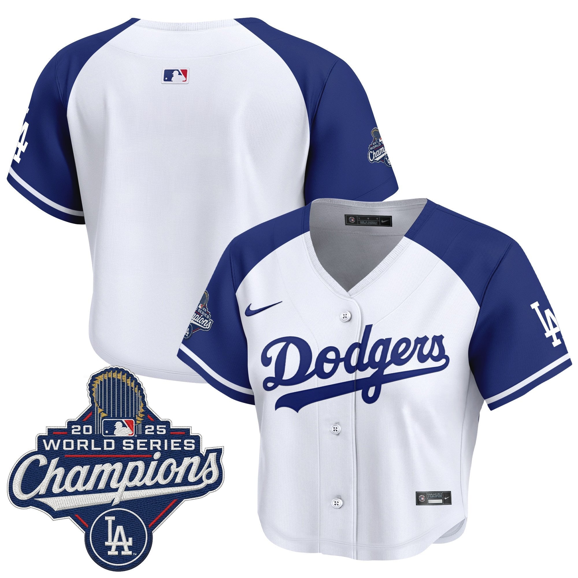 Women's Dodgers 2025 World Series Champions Crop Top Baseball Jersey - All Stitched