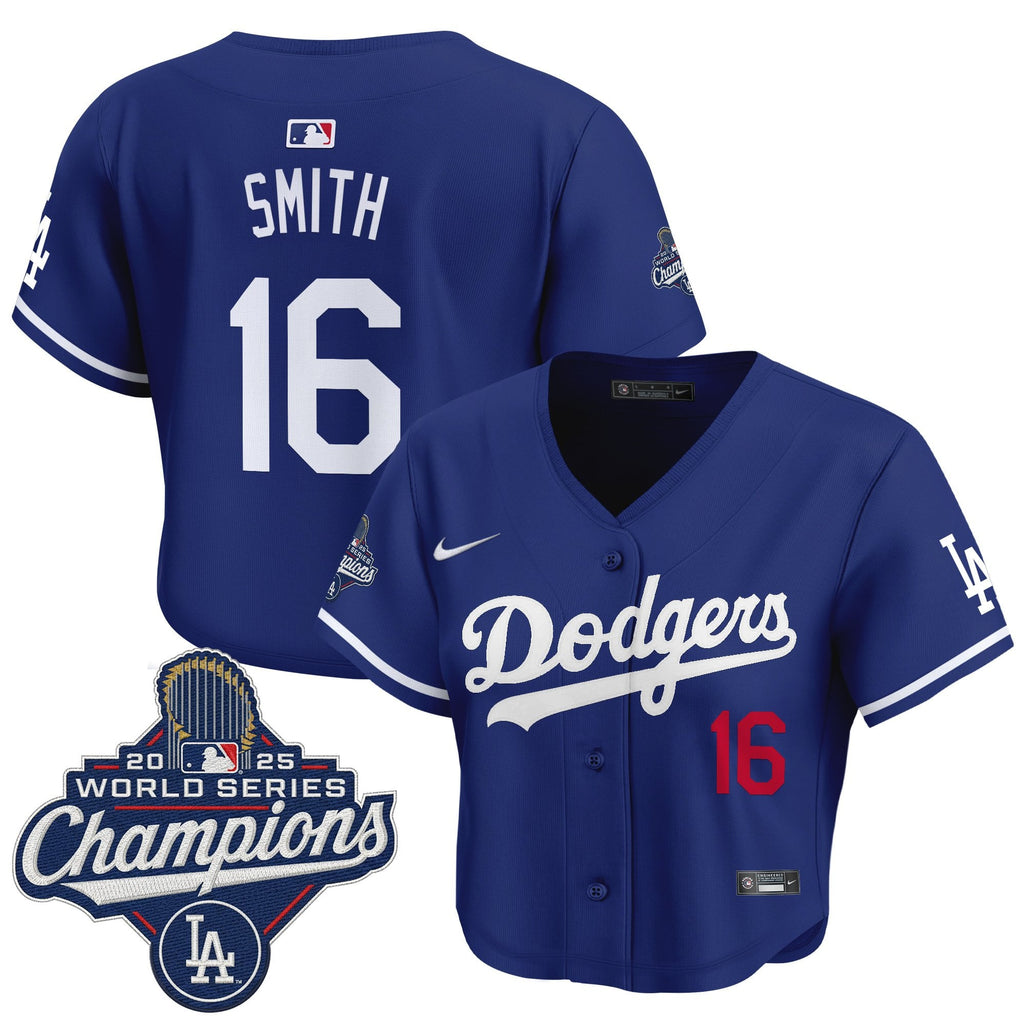 Women's Dodgers 2025 World Series Champions Crop Top Baseball Jersey - All Stitched