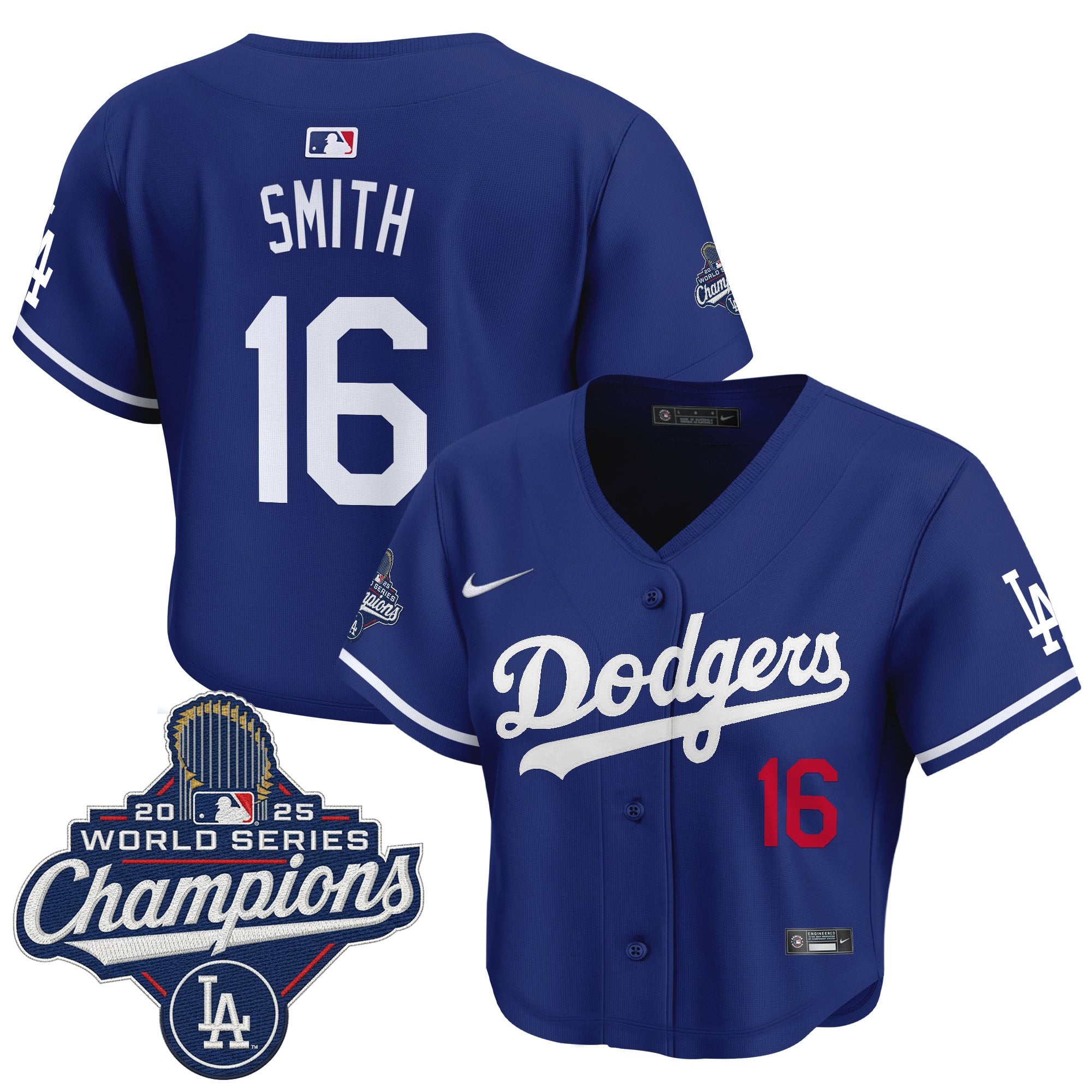 Women's Dodgers 2025 World Series Champions Crop Top Baseball Jersey - All Stitched