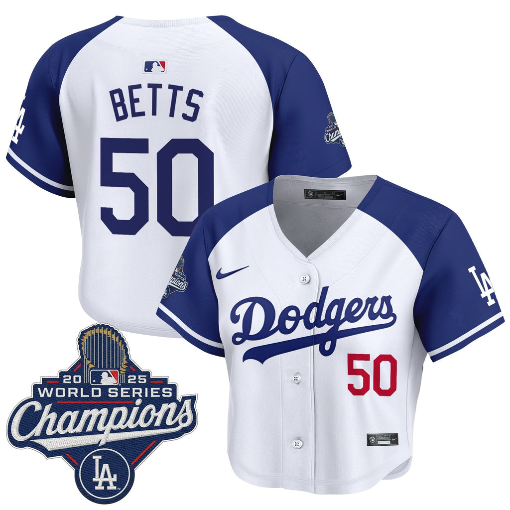 Women's Dodgers 2025 World Series Champions Crop Top Baseball Jersey - All Stitched