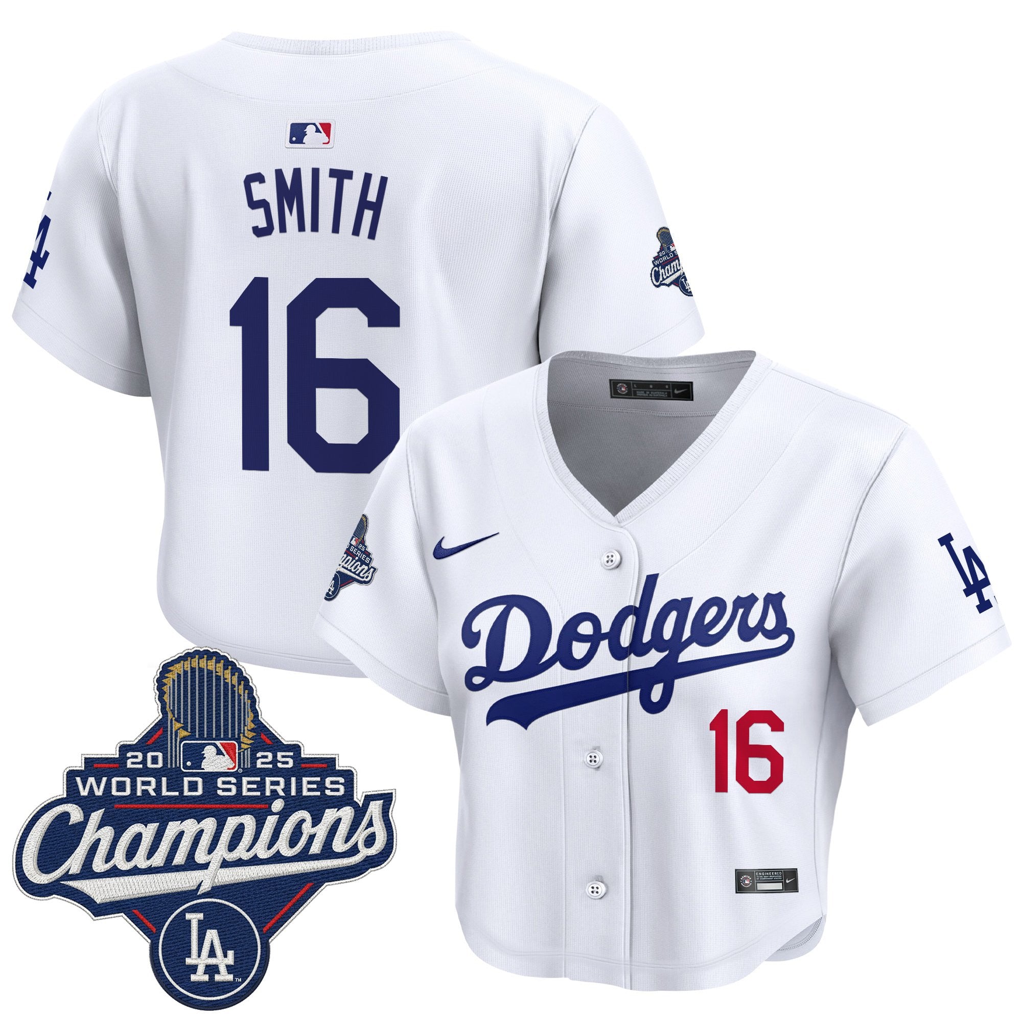 Women's Dodgers 2025 World Series Champions Crop Top Baseball Jersey - All Stitched