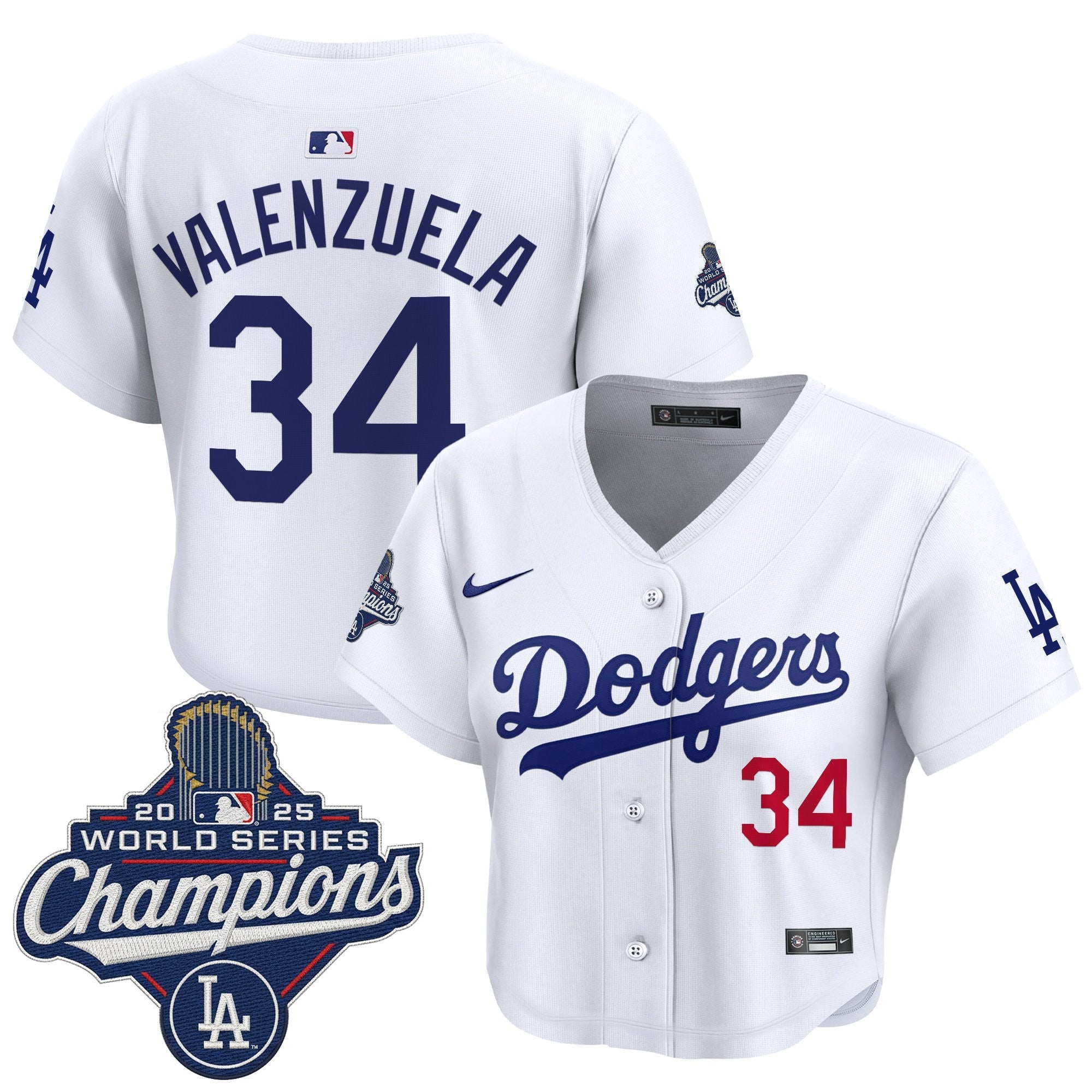 Women's Dodgers 2025 World Series Champions Crop Top Baseball Jersey - All Stitched
