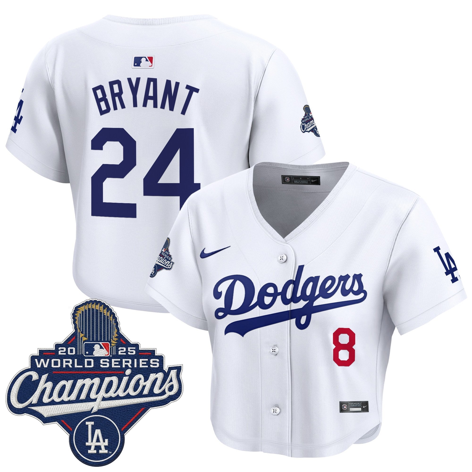 Women's Dodgers 2025 World Series Champions Crop Top Baseball Jersey - All Stitched