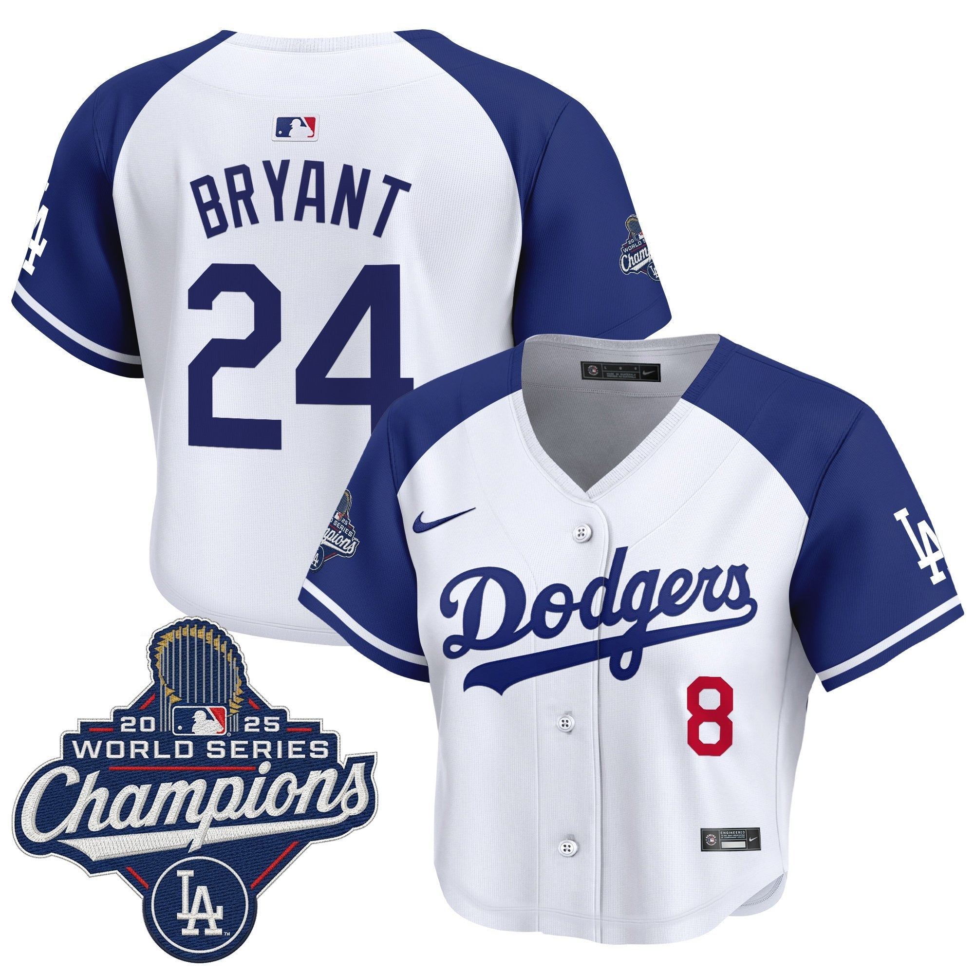Women's Dodgers 2025 World Series Champions Crop Top Baseball Jersey - All Stitched