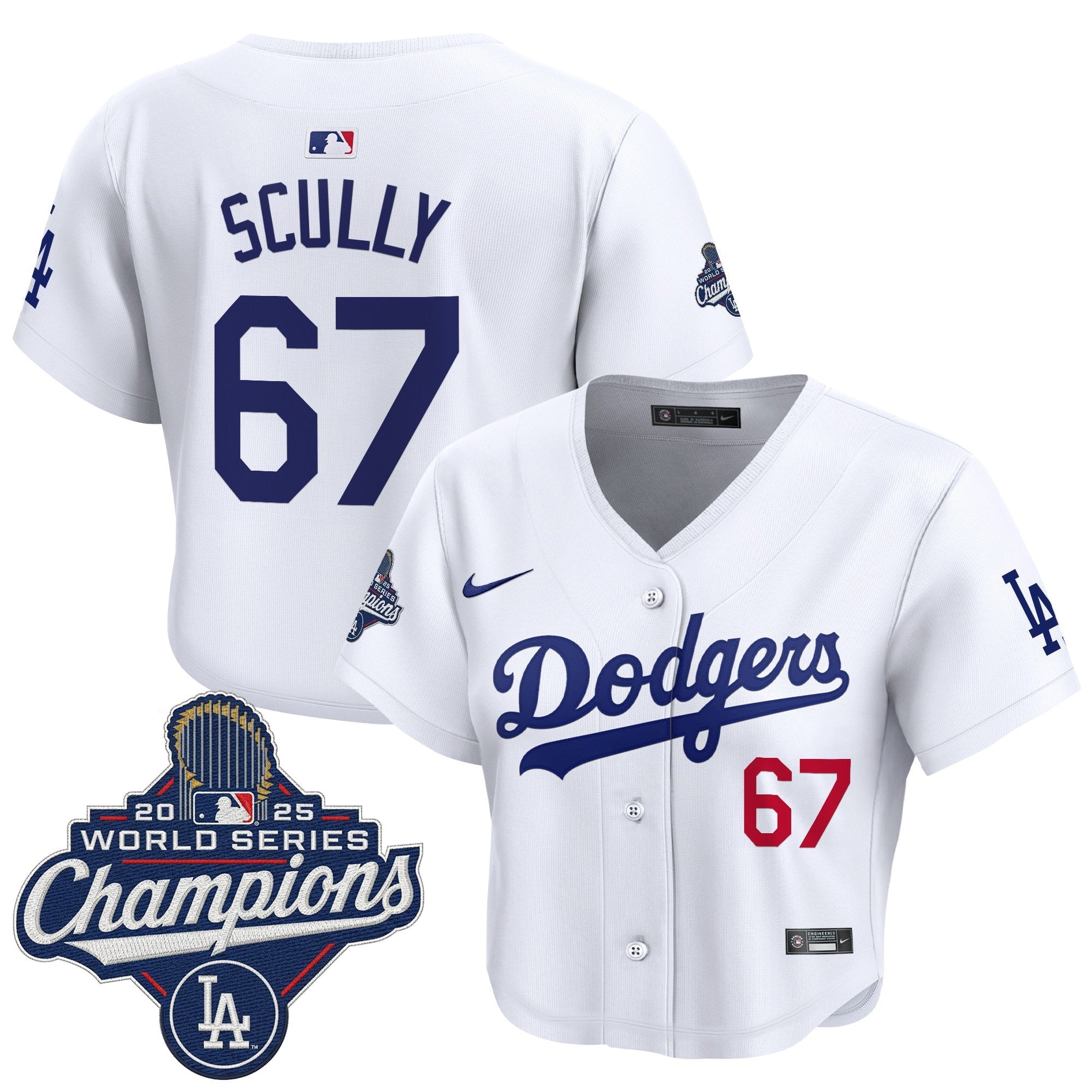 Women's Dodgers 2025 World Series Champions Crop Top Baseball Jersey - All Stitched