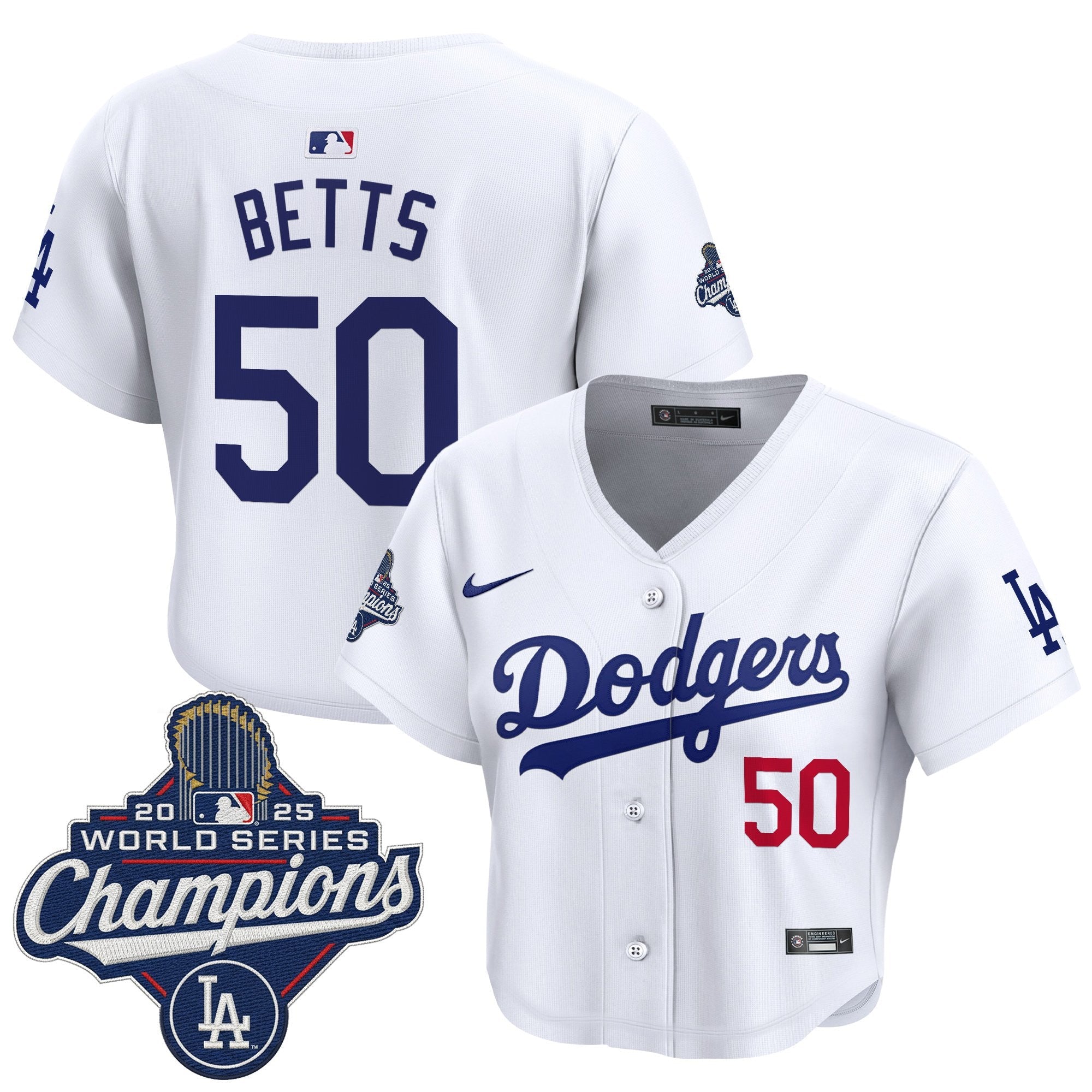 Women's Dodgers 2025 World Series Champions Crop Top Baseball Jersey - All Stitched