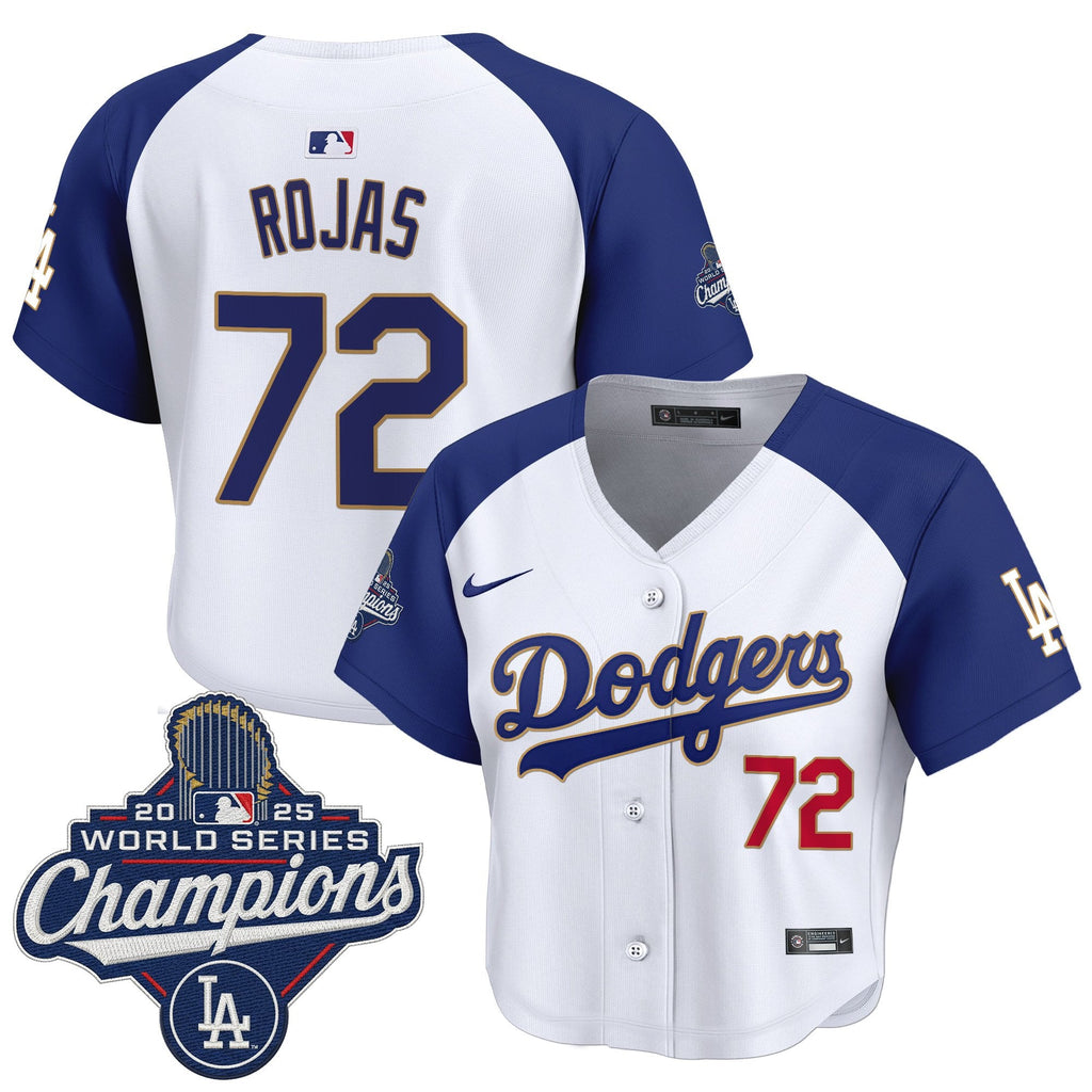 Women's Dodgers 2025 World Series Champions Patch Gold Trim Crop Top Baseball Jersey - All Stitched