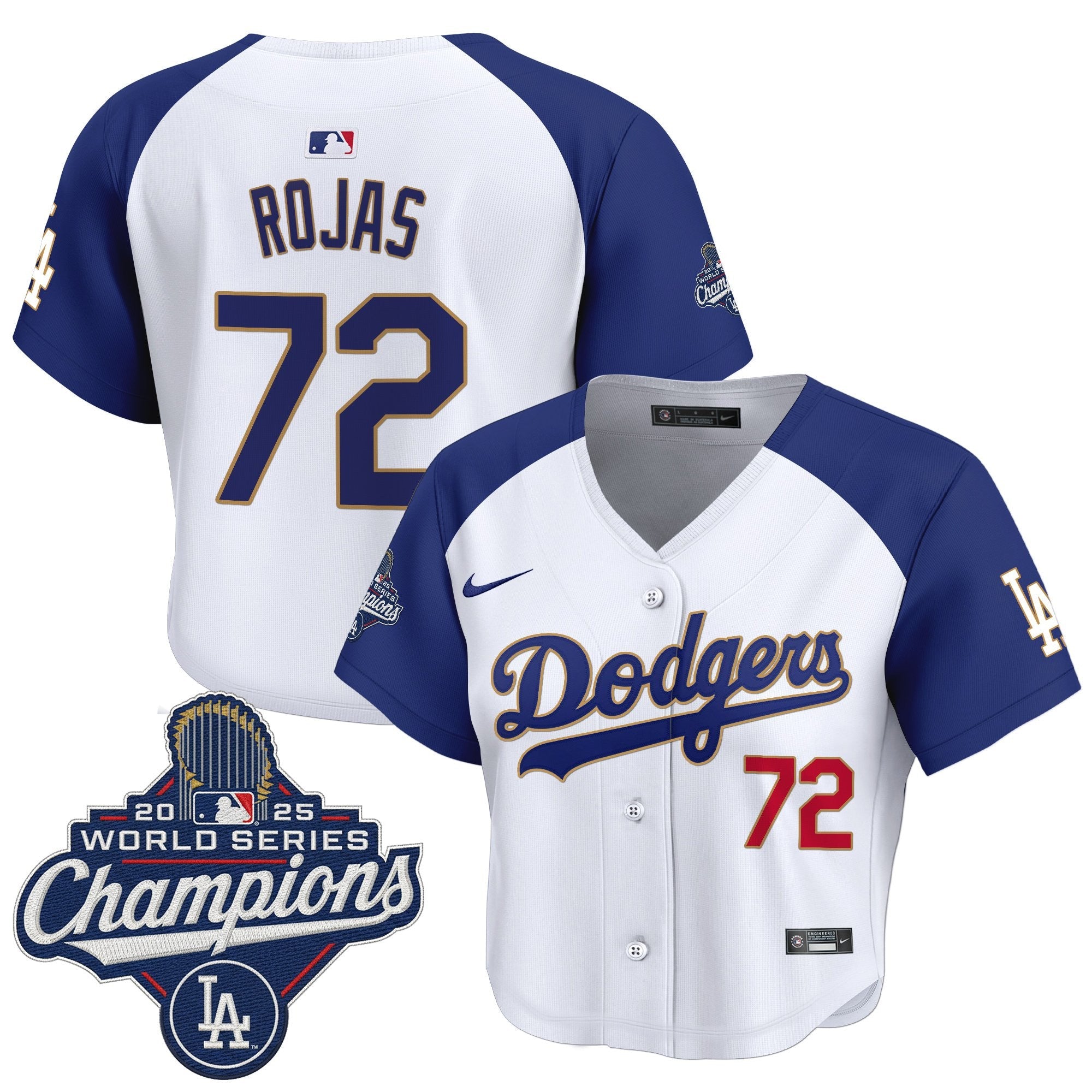Women's Dodgers 2025 World Series Champions Patch Gold Trim Crop Top Baseball Jersey - All Stitched