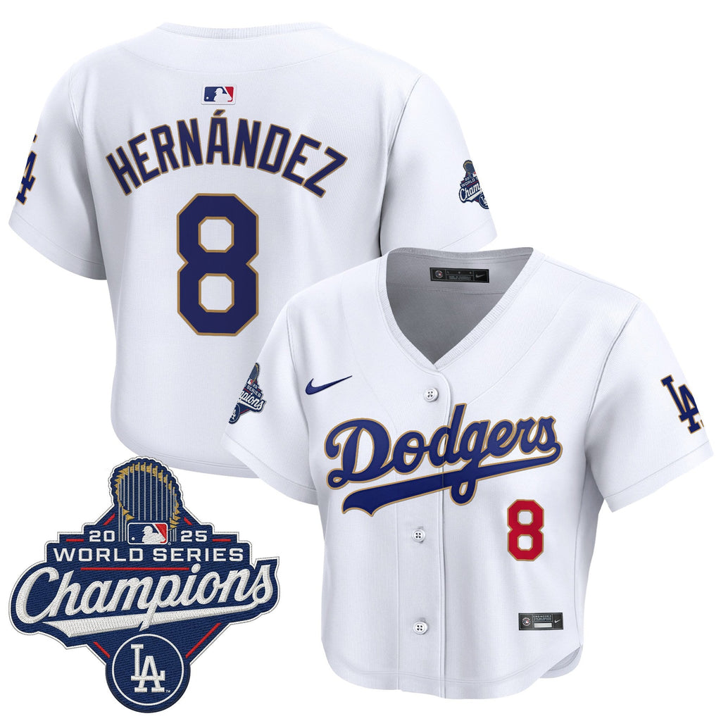 Women's Dodgers 2025 World Series Champions Patch Gold Trim Crop Top Baseball Jersey - All Stitched