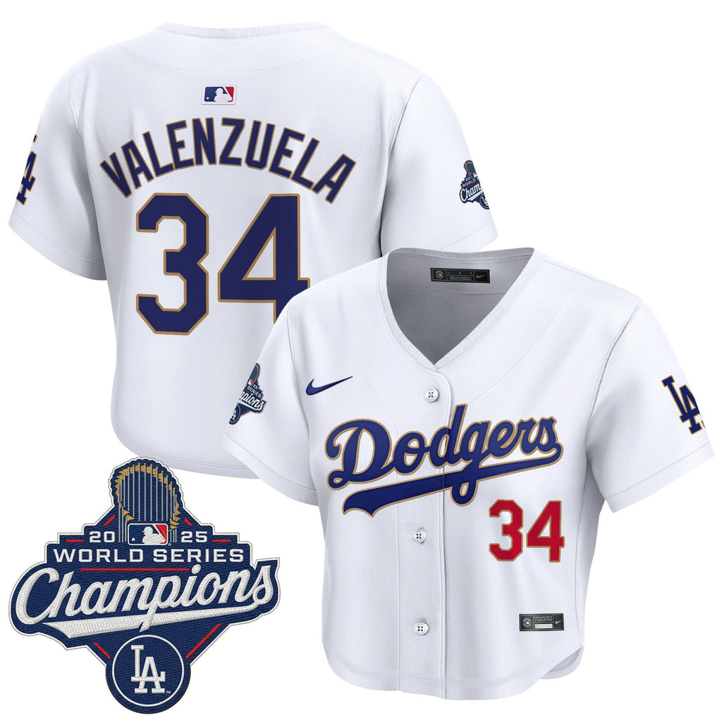 Women's Dodgers 2025 World Series Champions Patch Gold Trim Crop Top Baseball Jersey - All Stitched