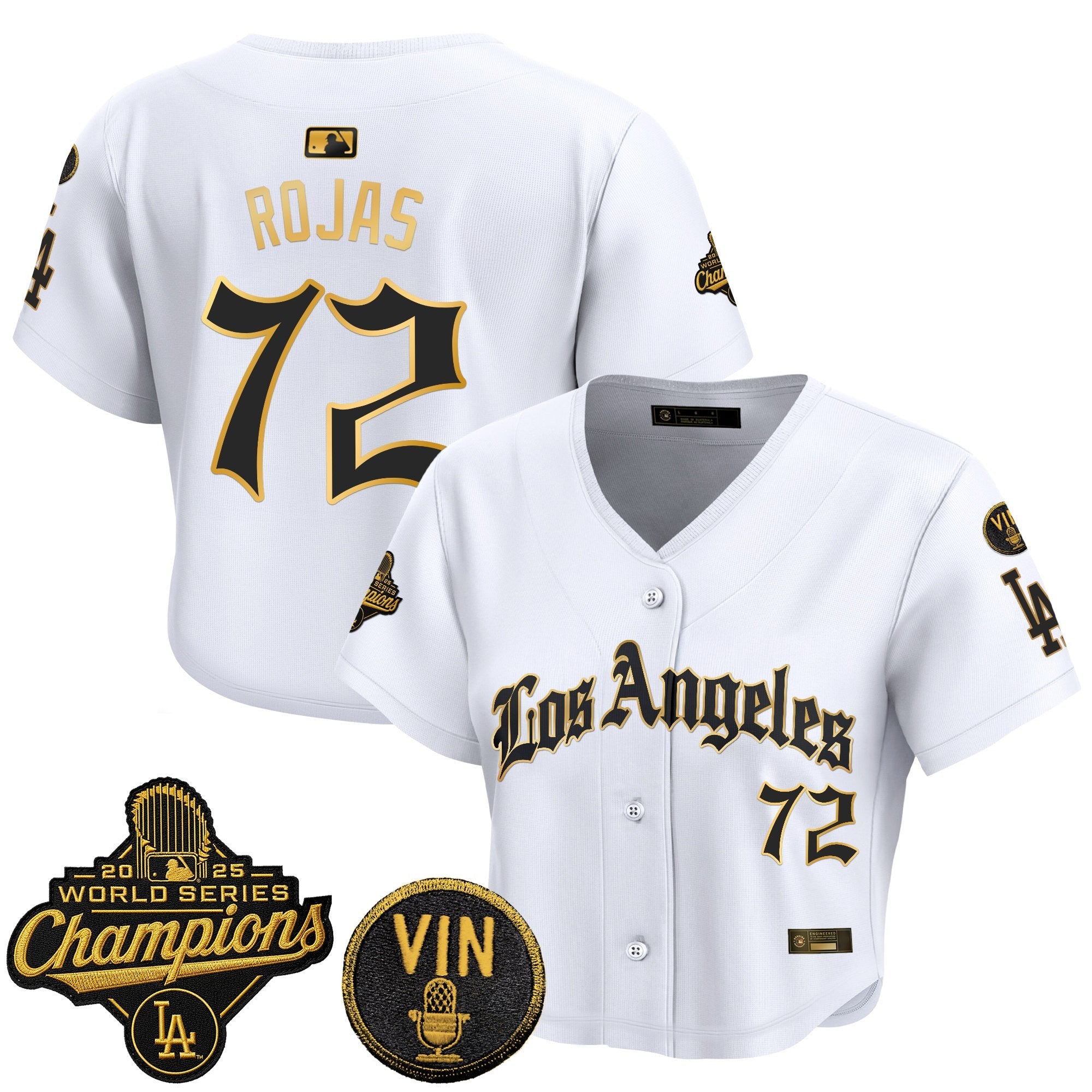 Women's Dodgers 2025 World Series Champions Crop Top Baseball Jersey - LA Gothic Edition - All Stitched