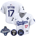 Women's Dodgers 2025 World Series Champions Crop Top Baseball Jersey - Vin Scully & Fernando Patch - All Stitched