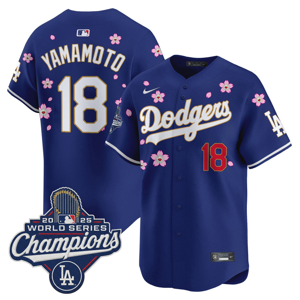 Men's Dodgers 2025 World Series Champions x Tokyo Series Gold Trim Vapor Premier Limited Jersey - Stitched