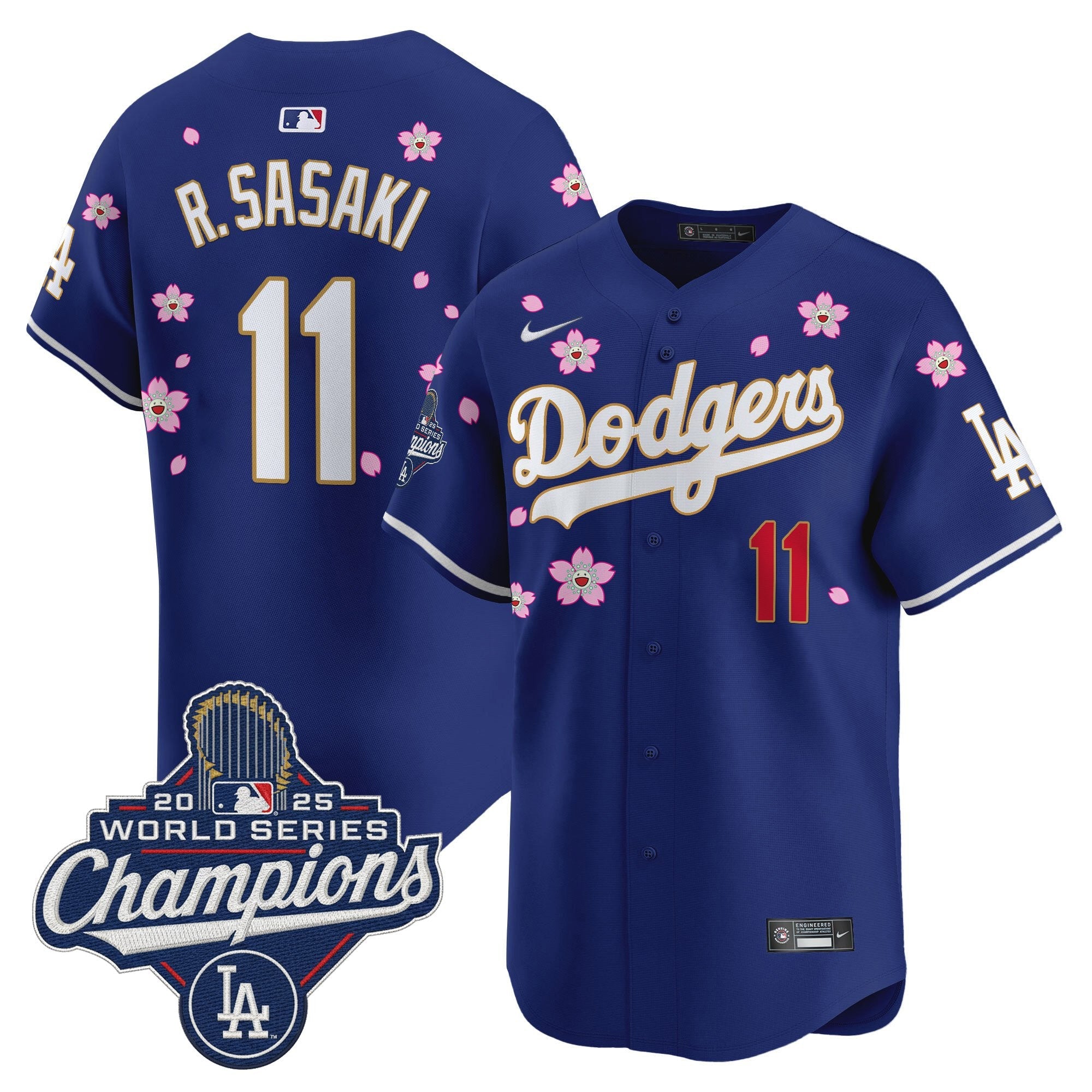 Men's Dodgers 2025 World Series Champions x Tokyo Series Gold Trim Vapor Premier Limited Jersey - Stitched