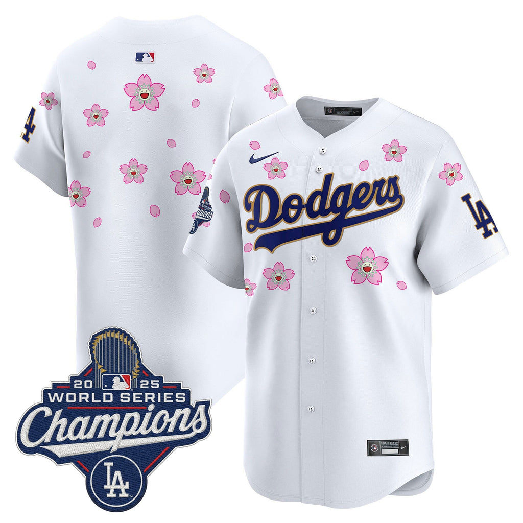 Men's Dodgers 2025 World Series Champions x Tokyo Series Gold Trim Vapor Premier Limited Jersey - Stitched